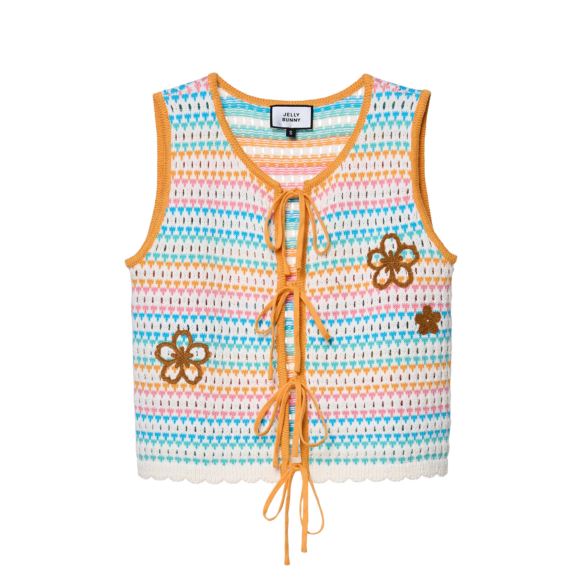 Rainbow Sakura Crochet Top Multi Color