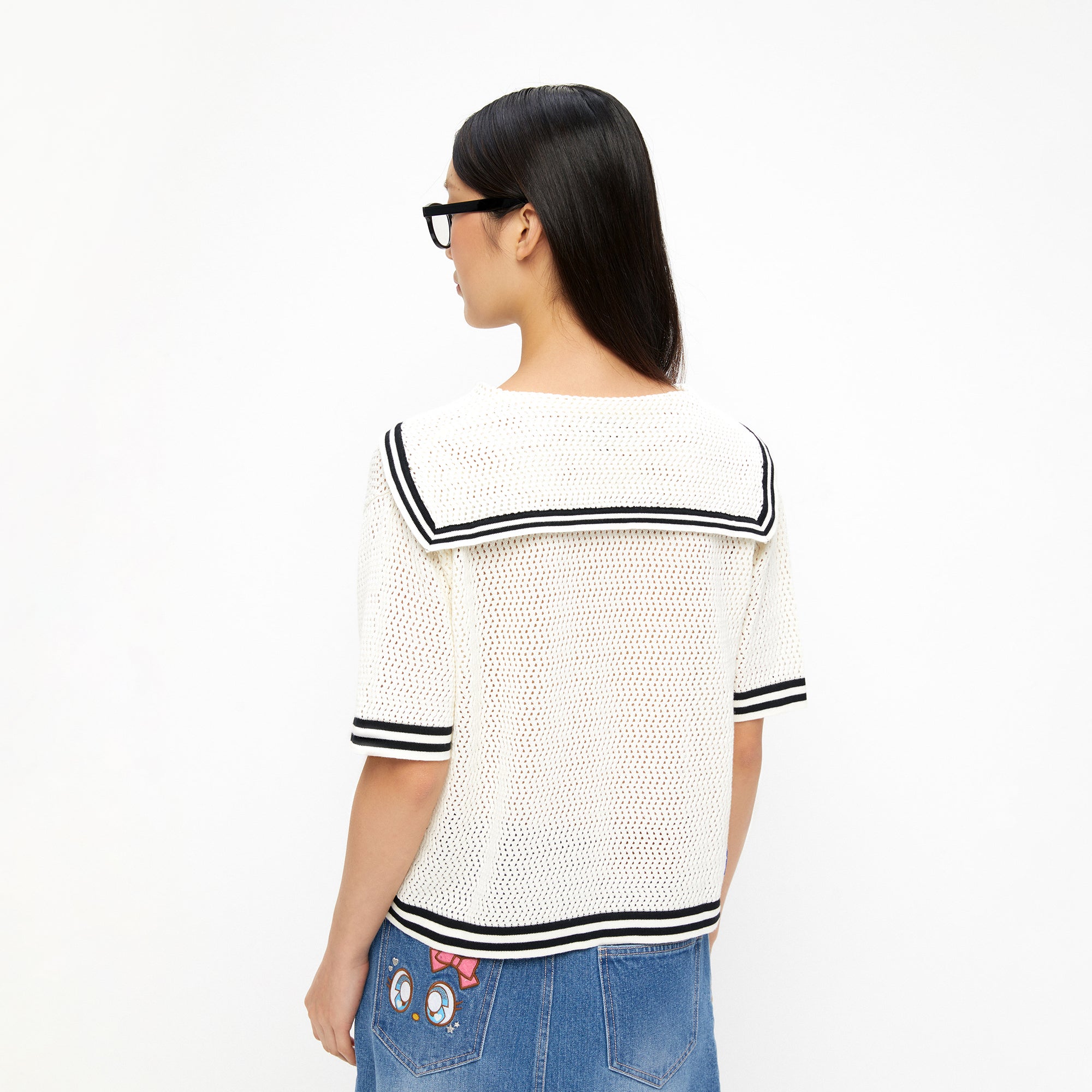 เสื้อโครเช่ต์ปกคอกะลาสี Cream