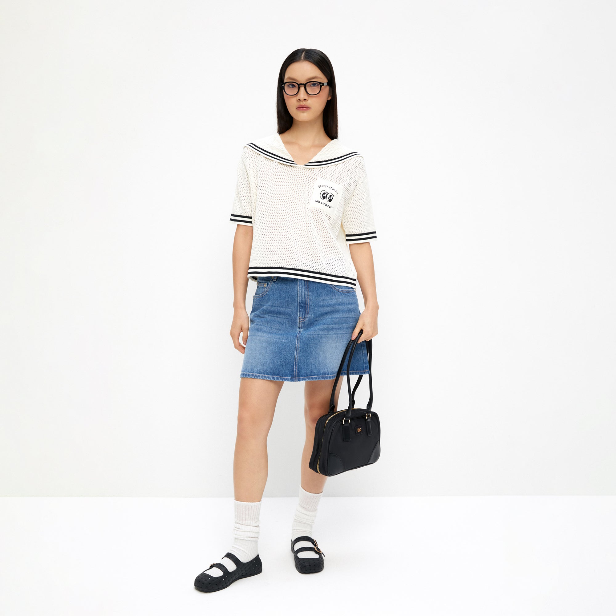 เสื้อโครเช่ต์ปกคอกะลาสี Cream