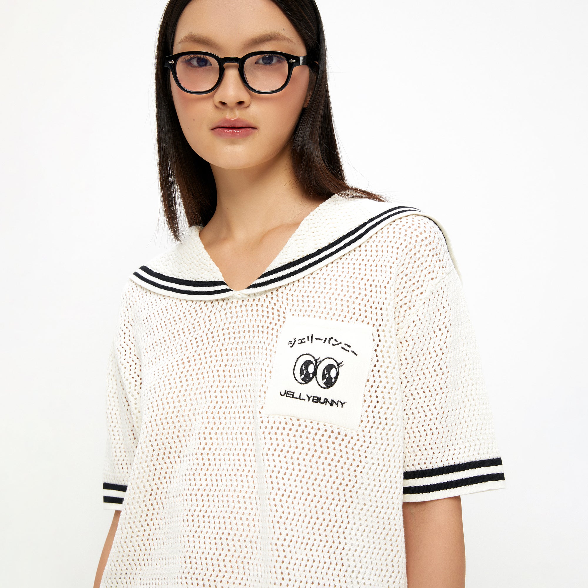 เสื้อโครเช่ต์ปกคอกะลาสี Cream
