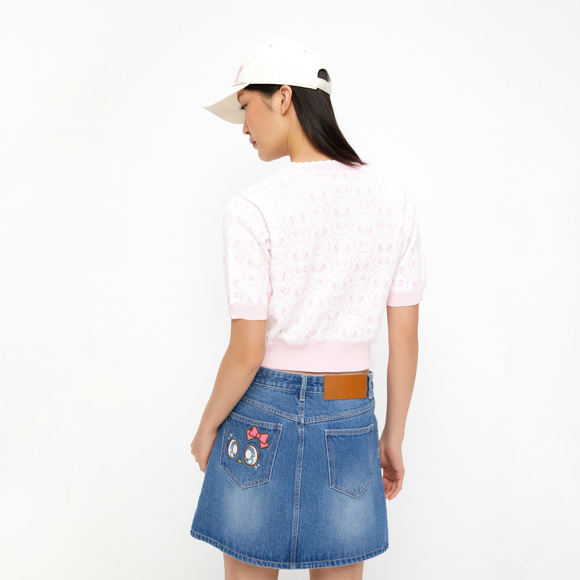 เสื้อนิตแขนสั้นลายกระต่าย Jerme Pink