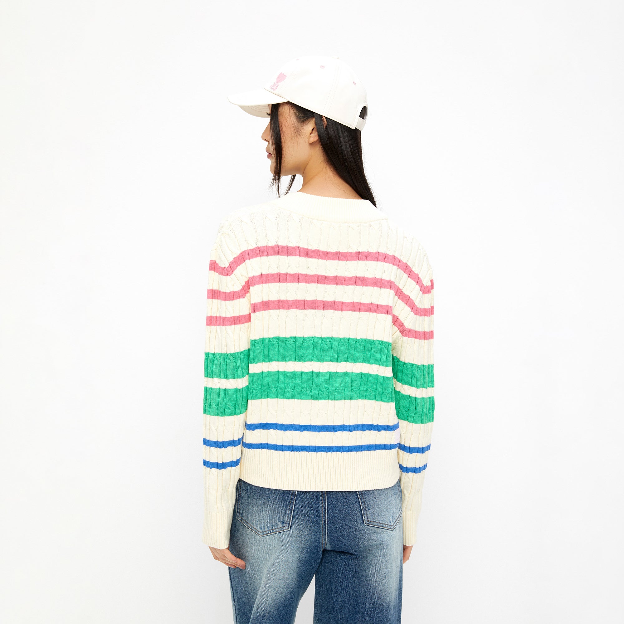 เสื้อพูลโอเวอร์เคเบิ้ลนิตลายทาง Multi Color