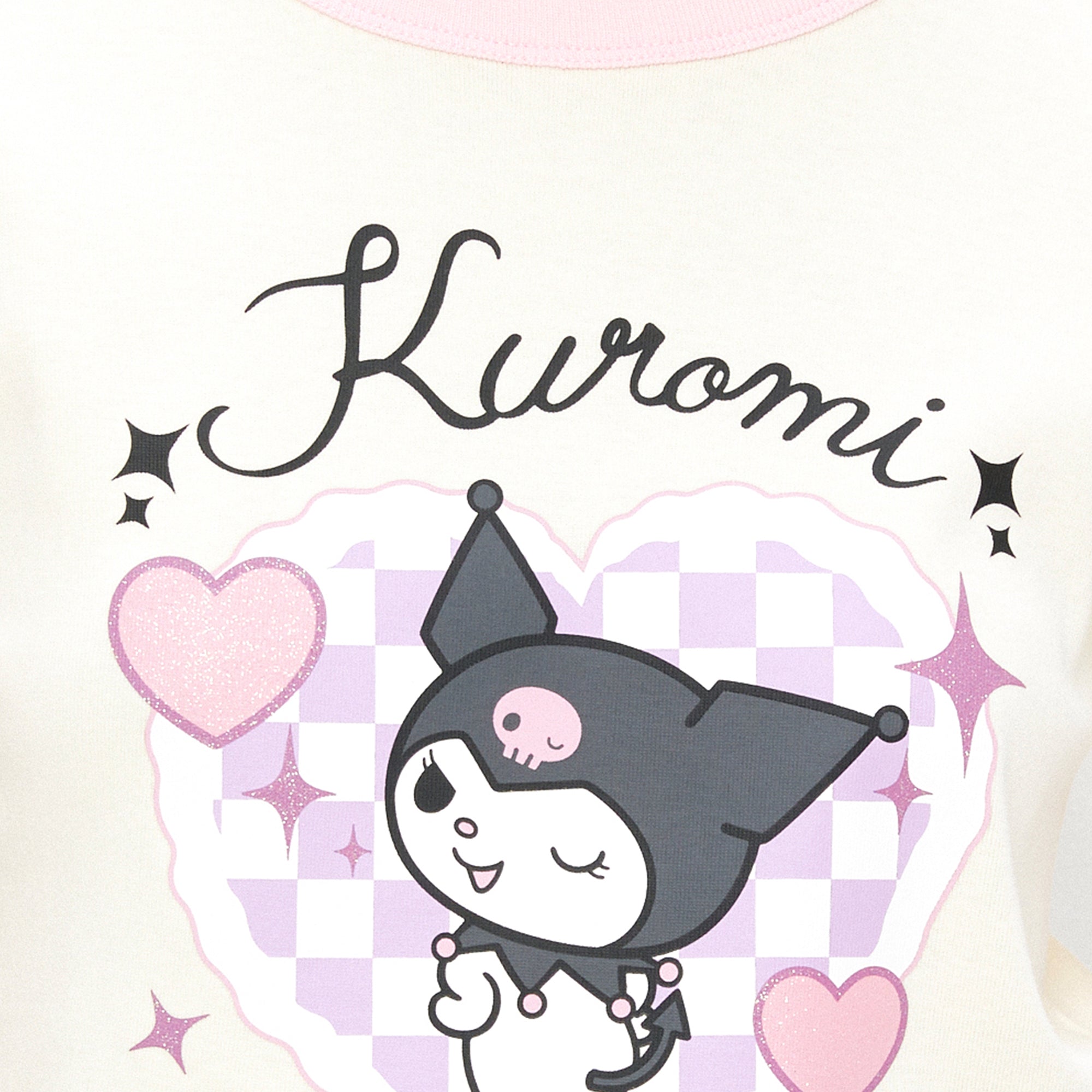เสื้อยืดทรงโอเวอร์ไซส์พิมพ์ลายการ์ตูน Kuromi Cream