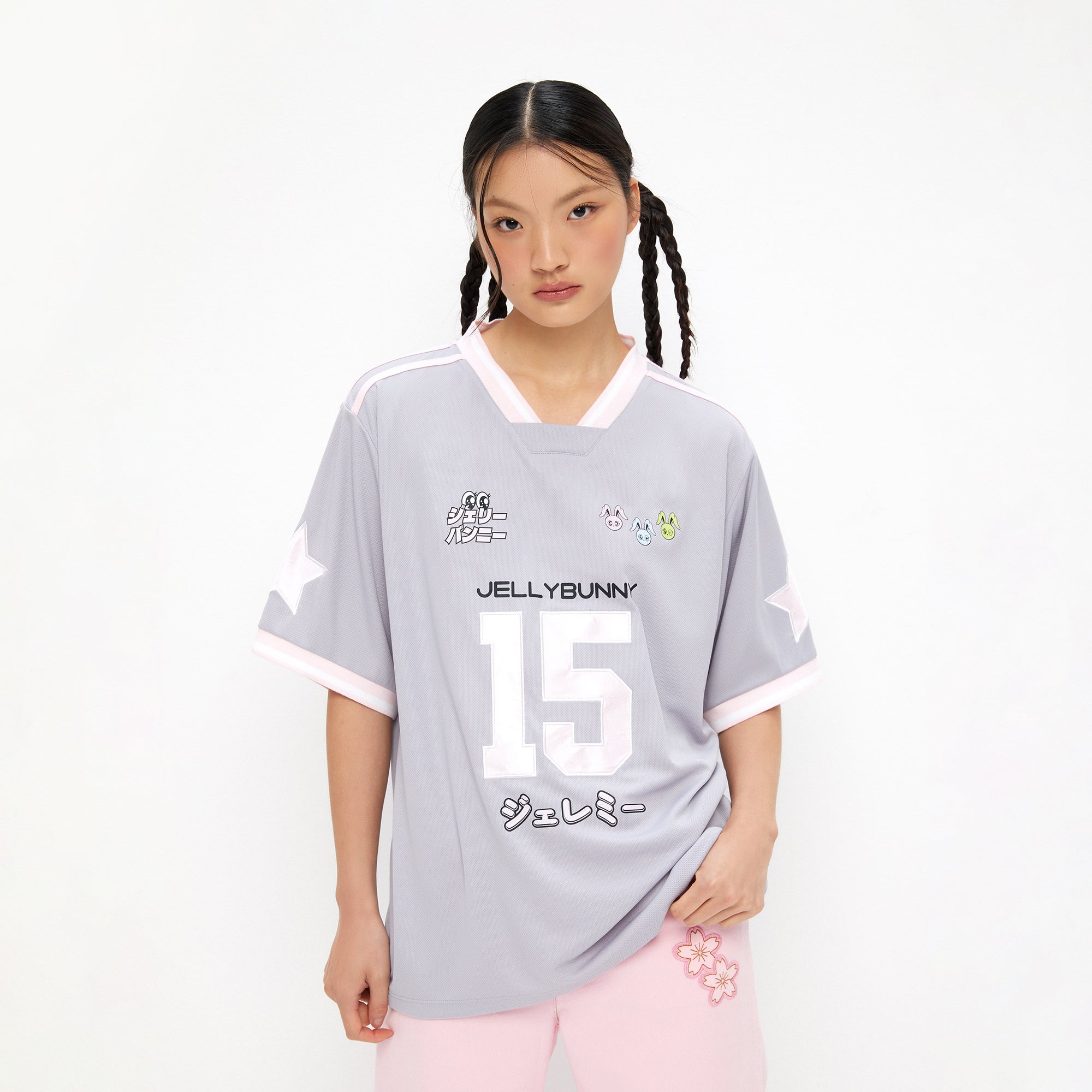 เสื้อแขนสั้นปักลาย Grey