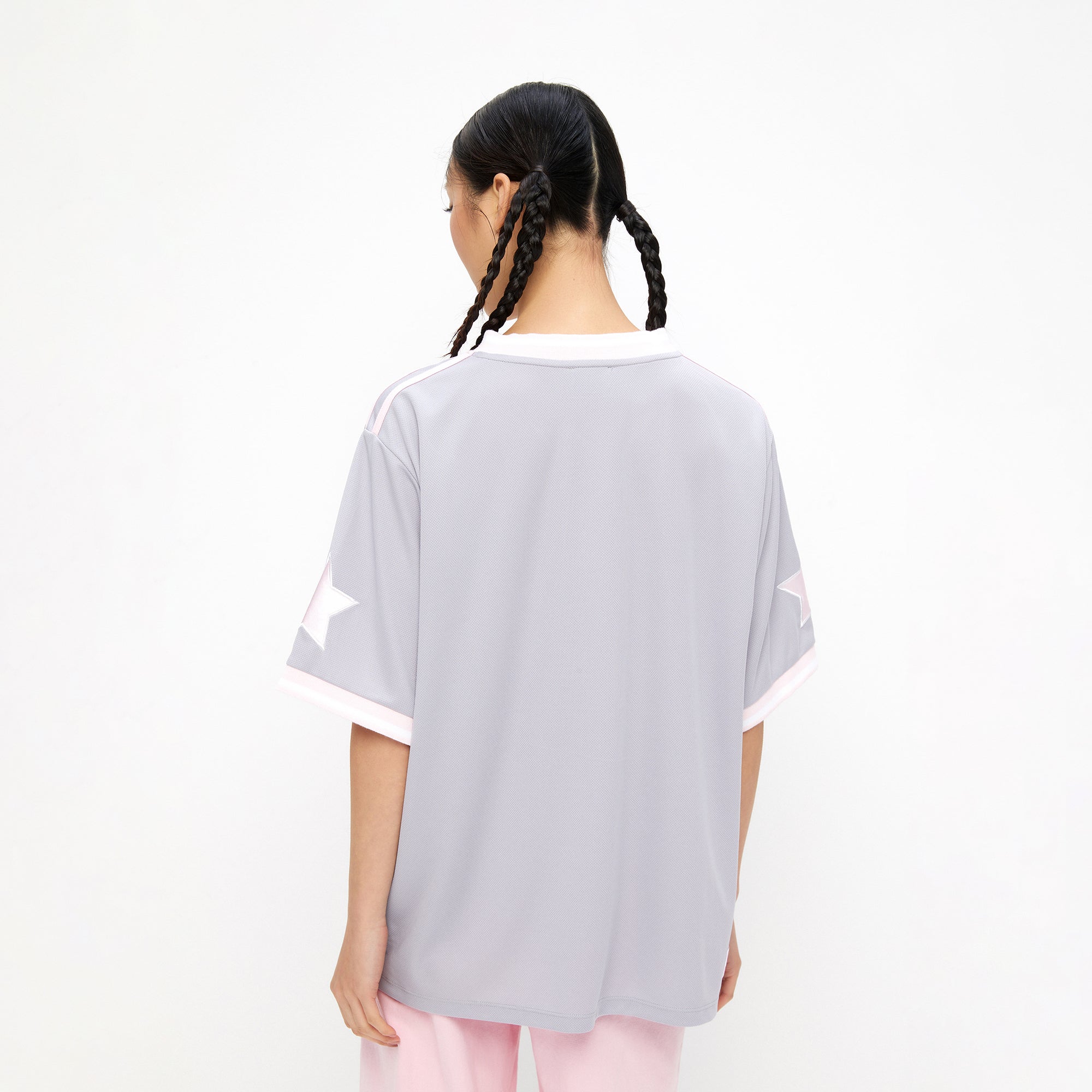 เสื้อแขนสั้นปักลาย Grey