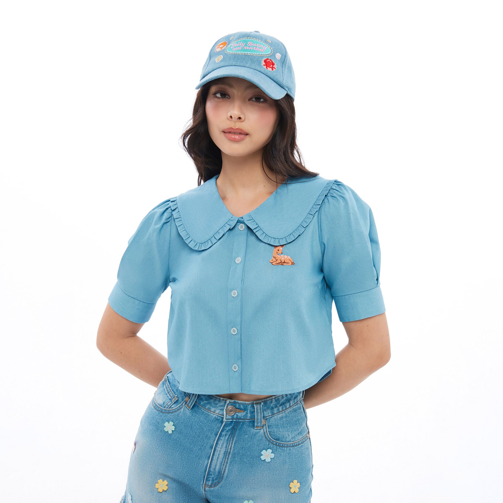 Little Dears Short Sleeve Blouse Blue