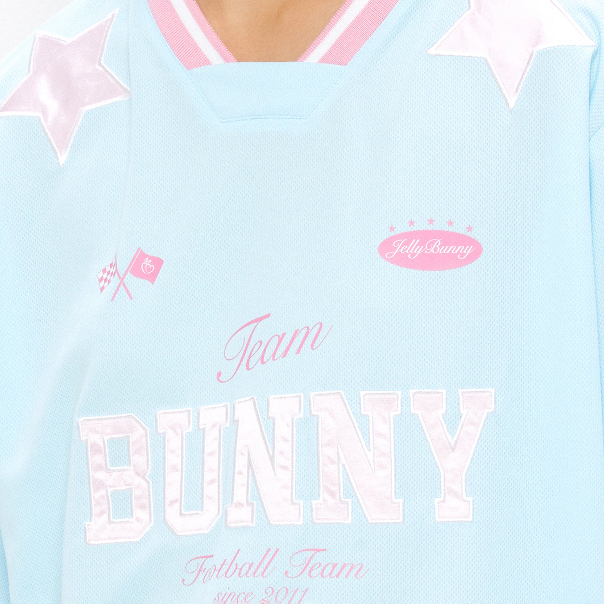 เสื้อโอเวอร์ไซส์แขนสั้นปักลาย Blue