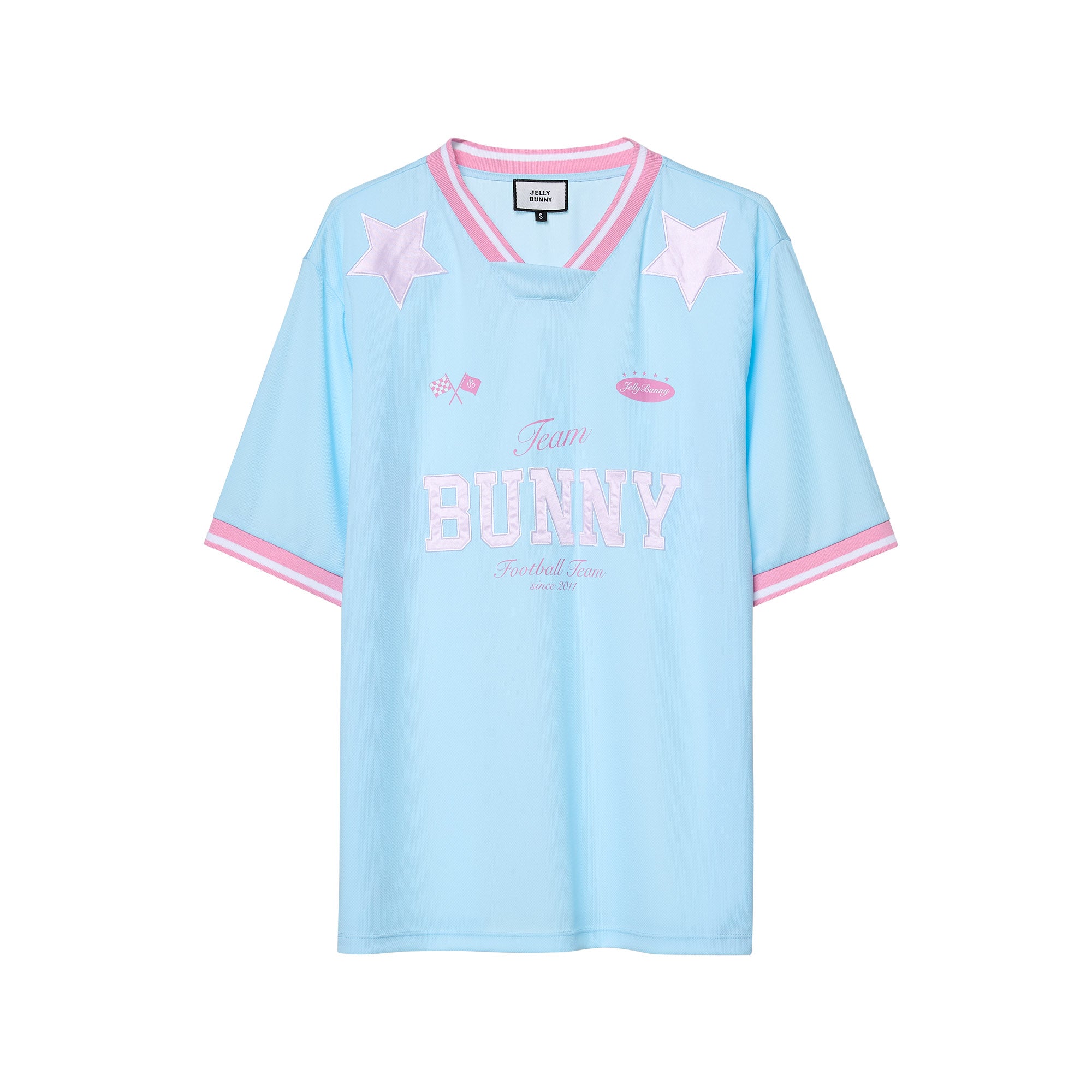 เสื้อโอเวอร์ไซส์แขนสั้นปักลาย Blue