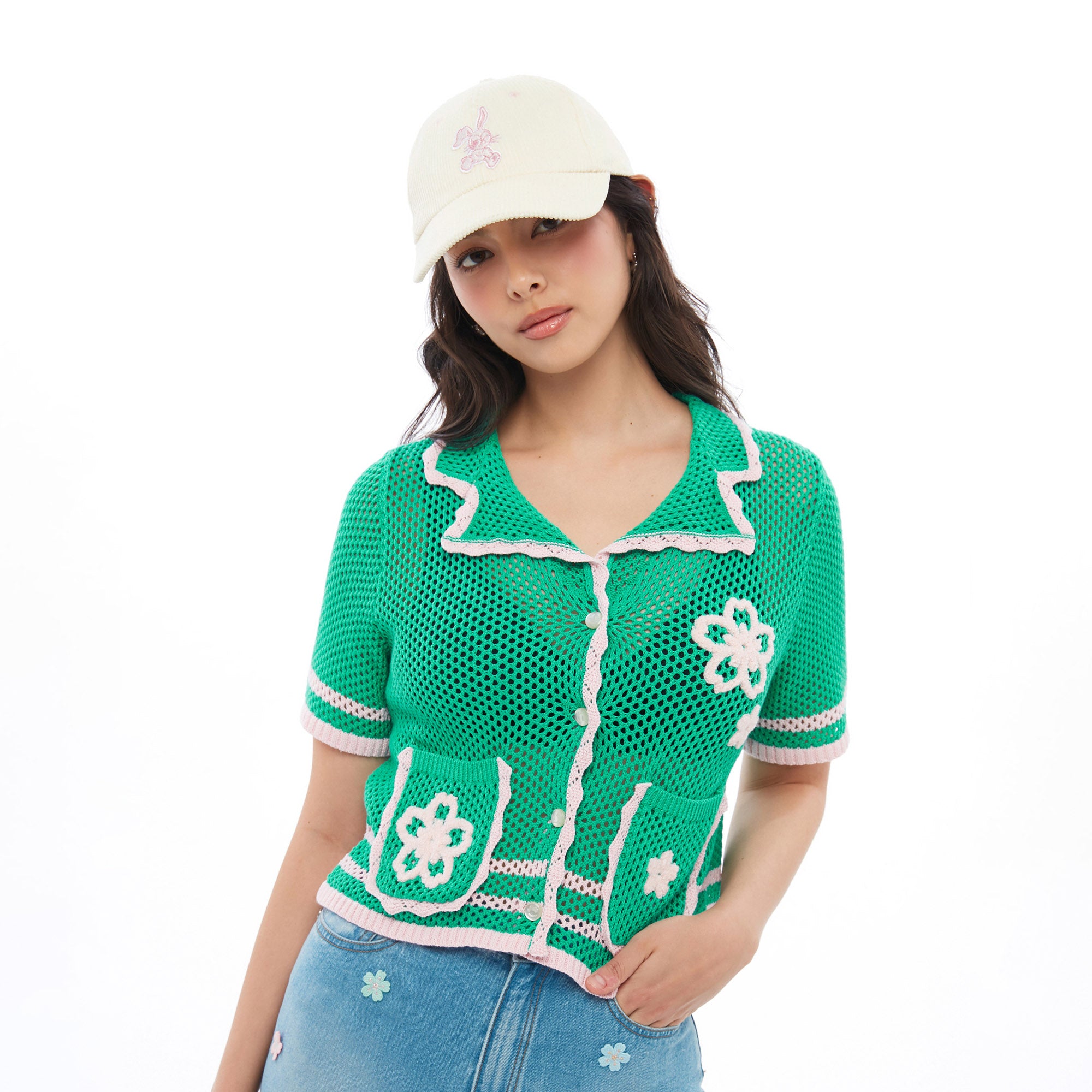 Sakura Crochet Shirt Green