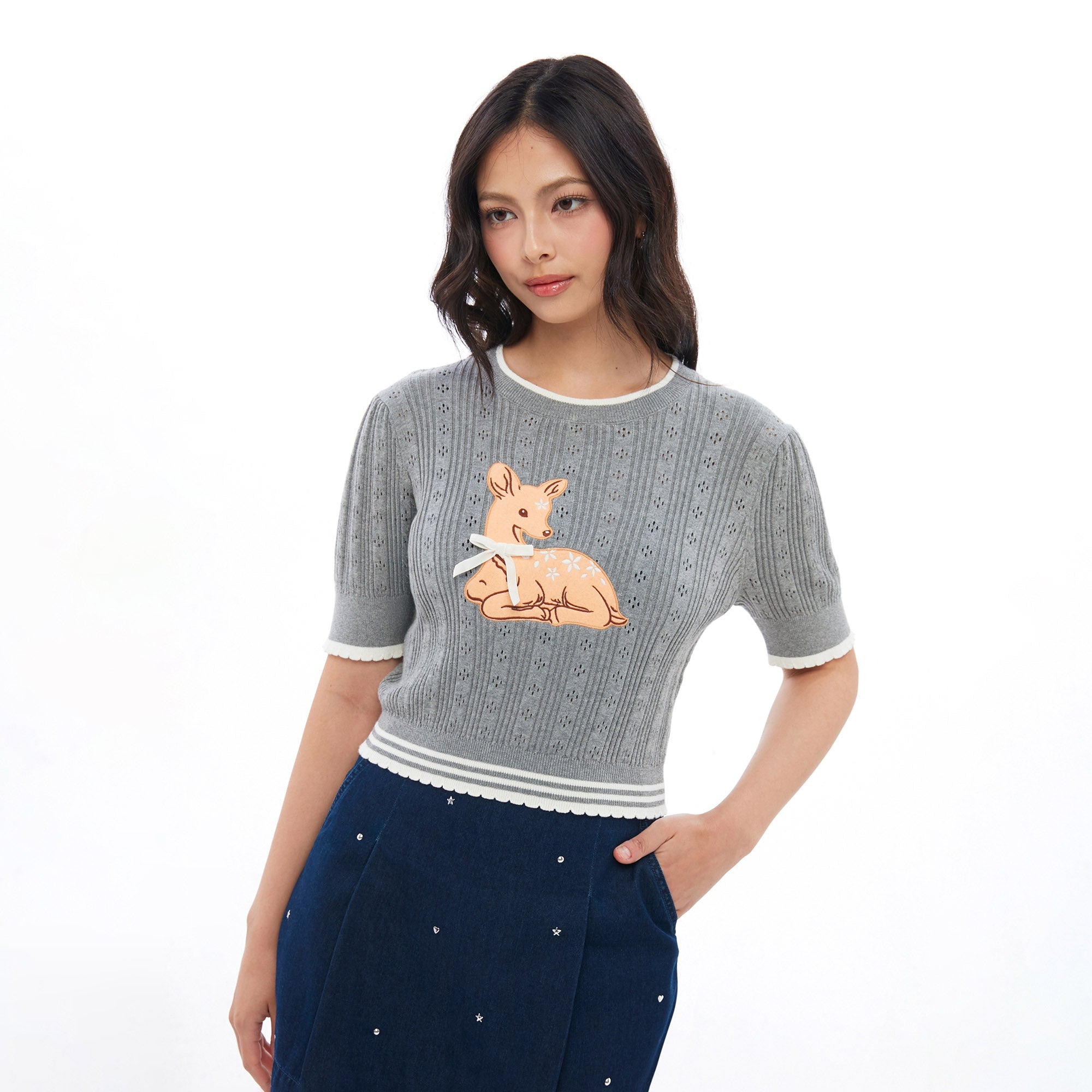 Baby Fawn Knitted Top Grey
