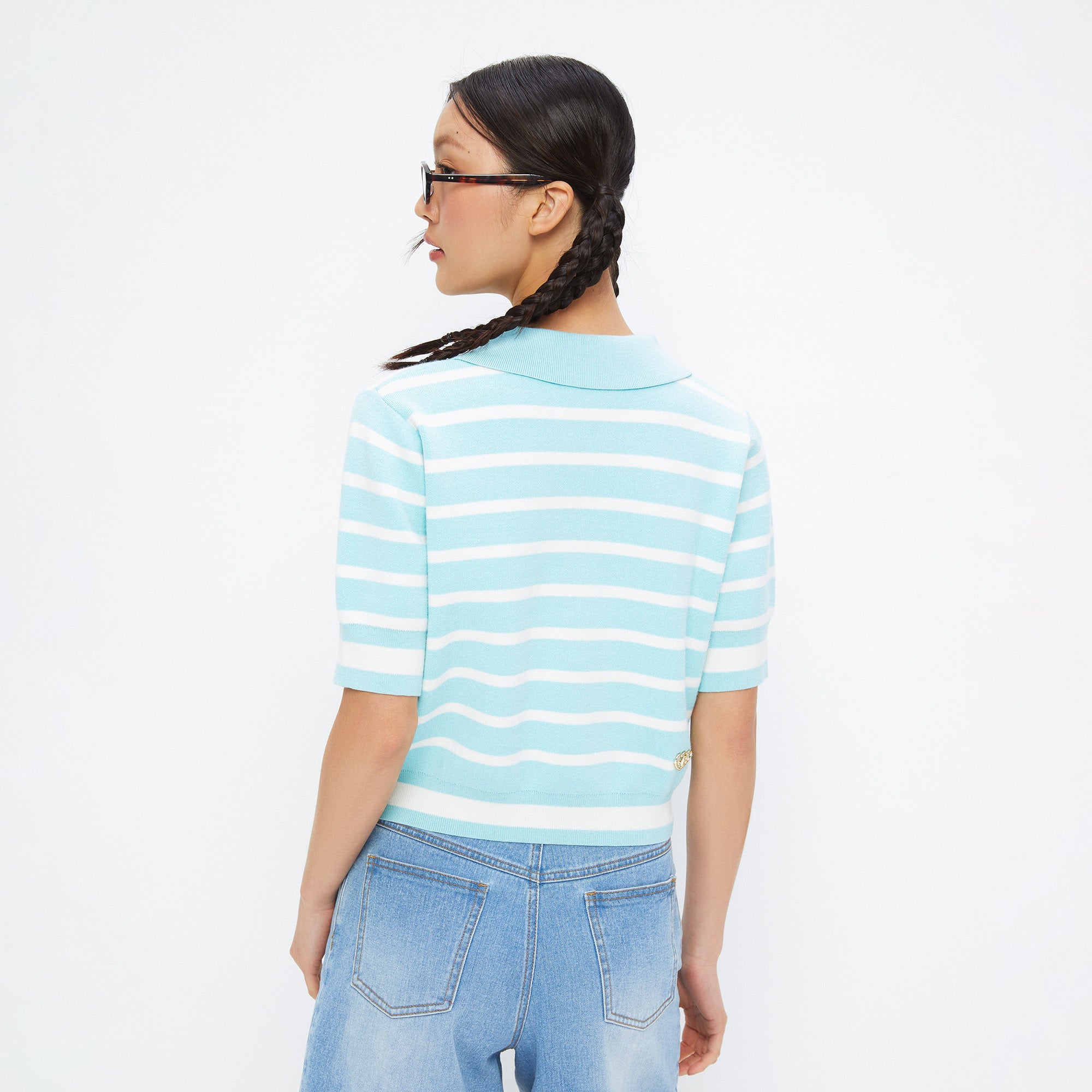 เสื้อถักแขนสั้นลายทาง Multi Color