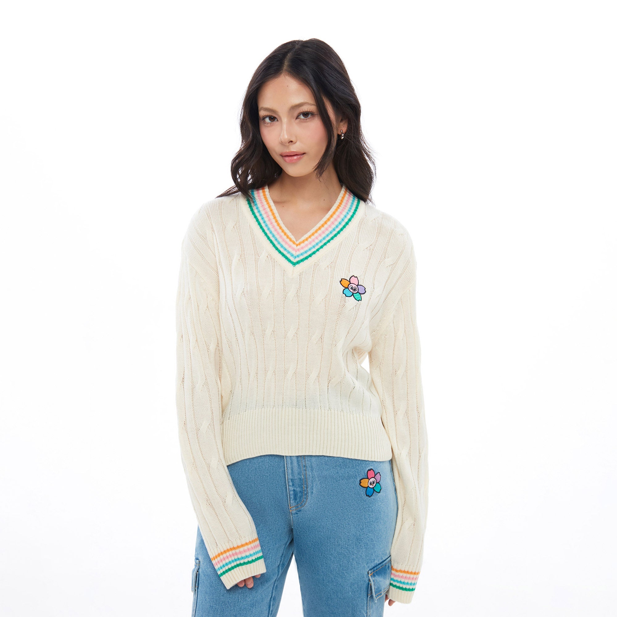 Sakura Cable Knitted Pullover Cream