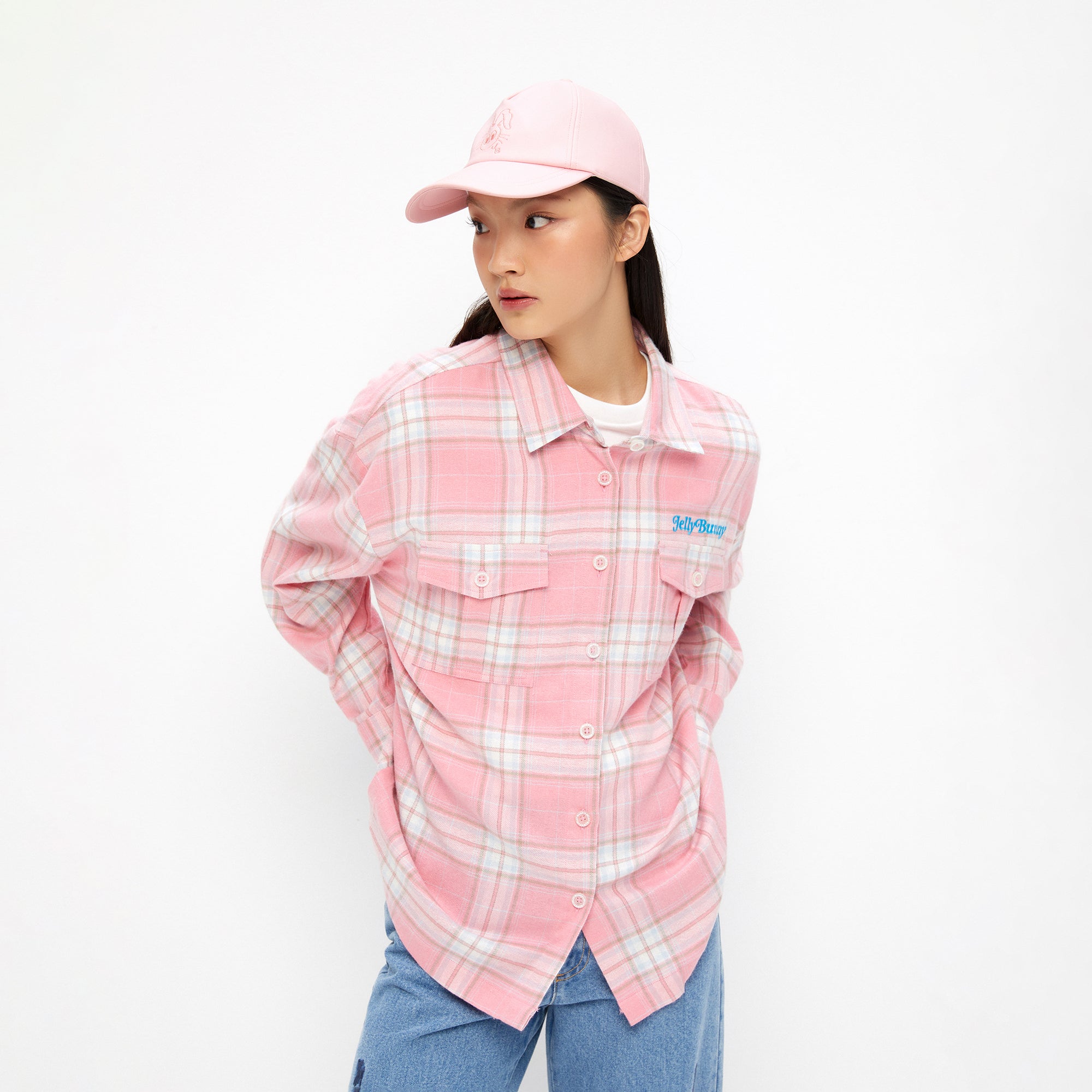 Plaid Long Sleeve Shirt Pink
