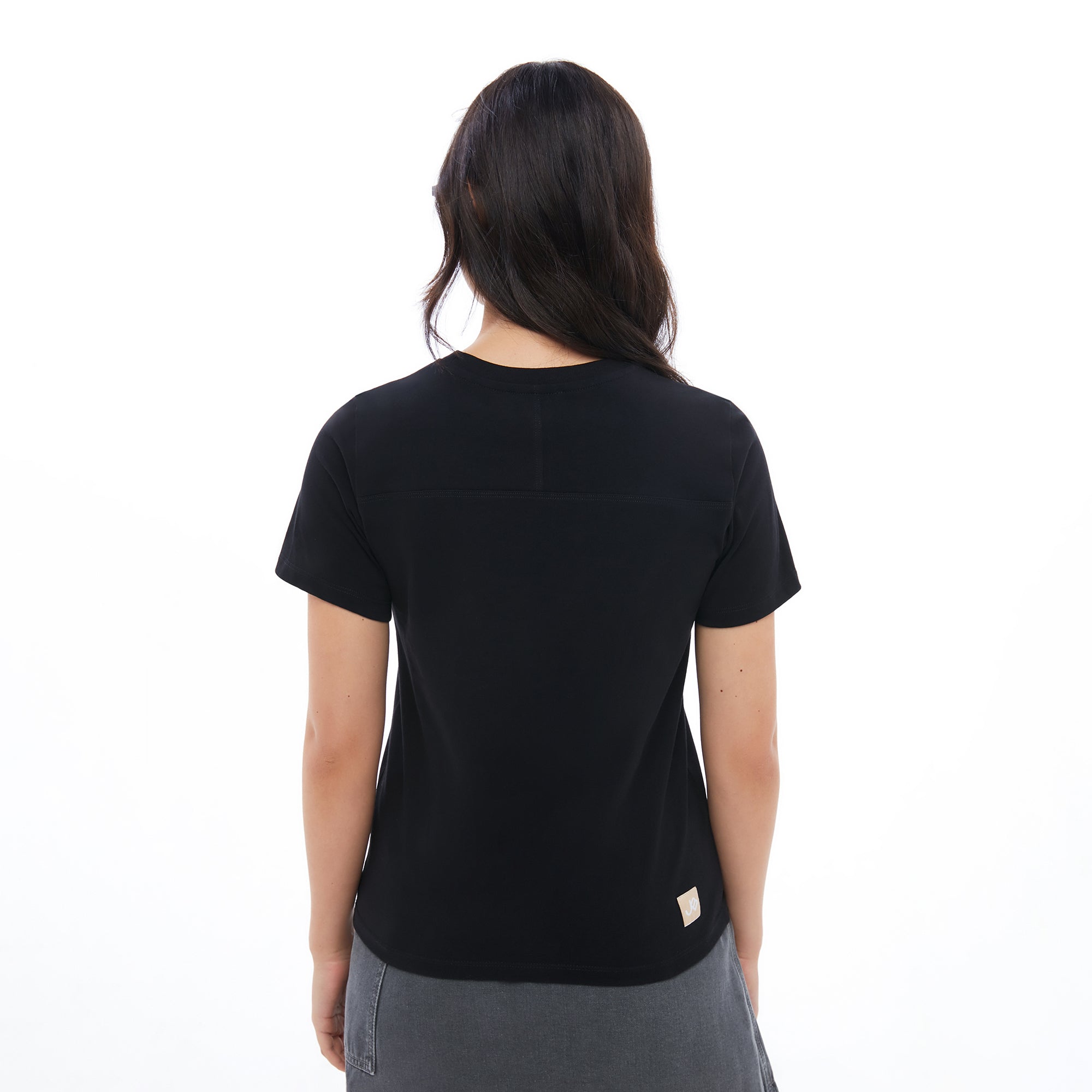เสื้อยืดแขนสั้นพิมพ์ลายโลโก้ Black