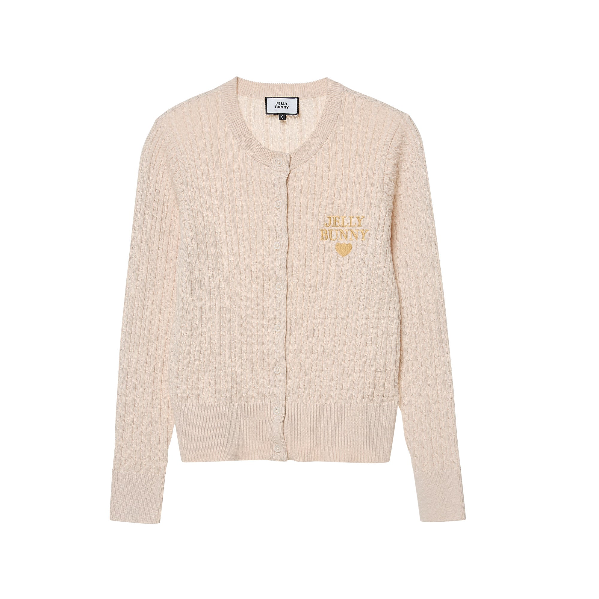 เสื้อคาร์ดิแกนแขนยาวปักโลโก้ Beige