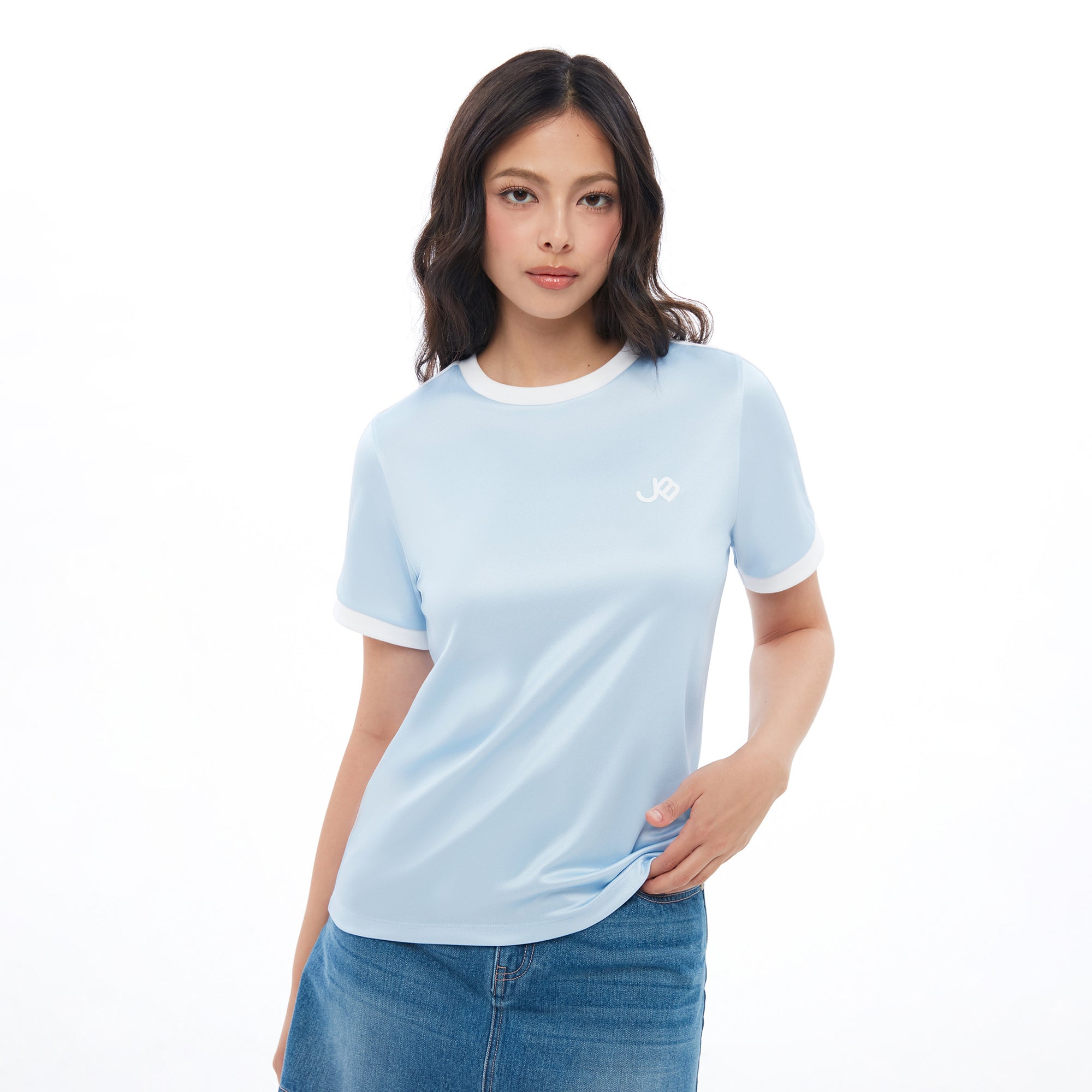 เสื้อยืดแขนสั้นปักลายโลโก้ Blue