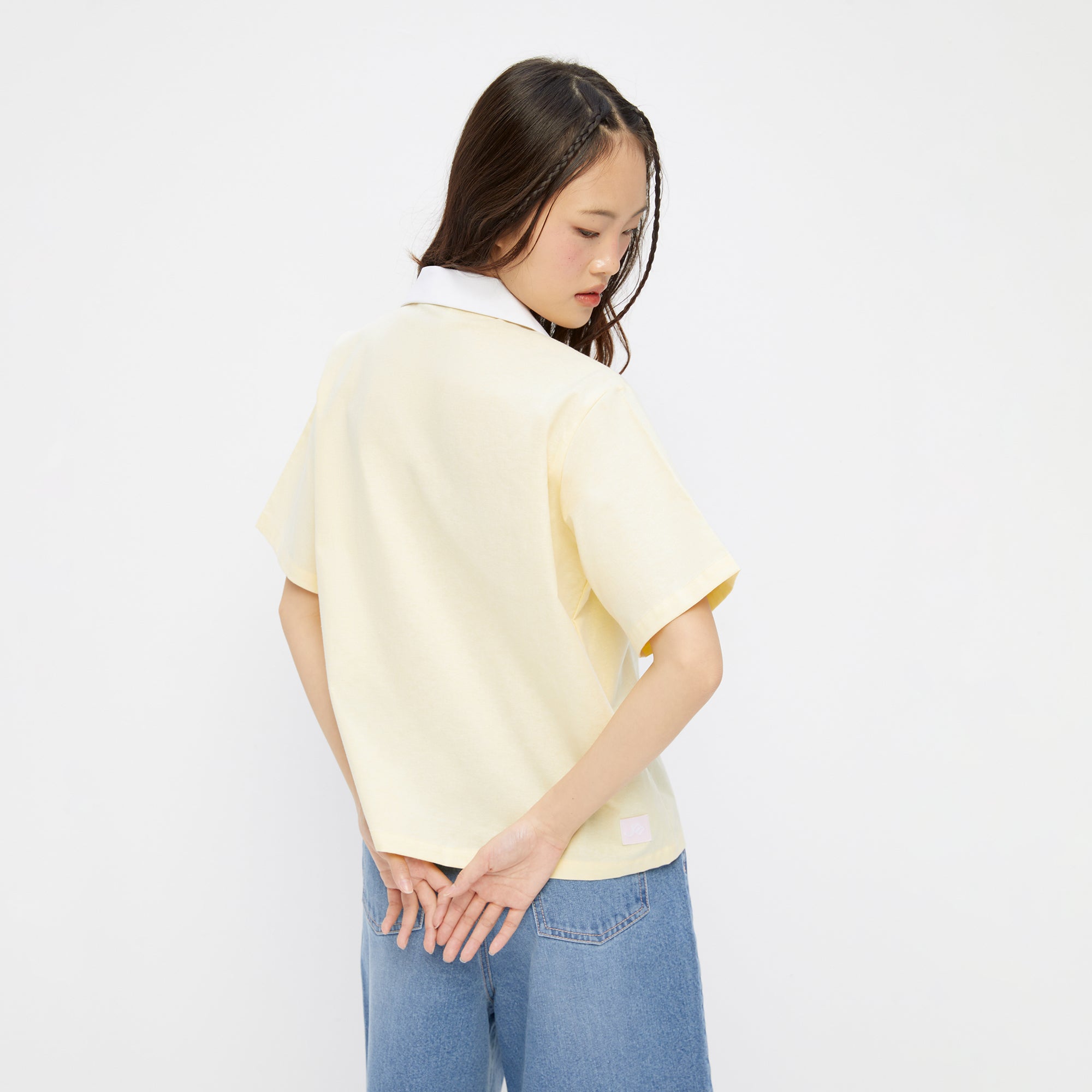เสื้อเชิ้ตแขนสั้นปักลาย Striped Yellow