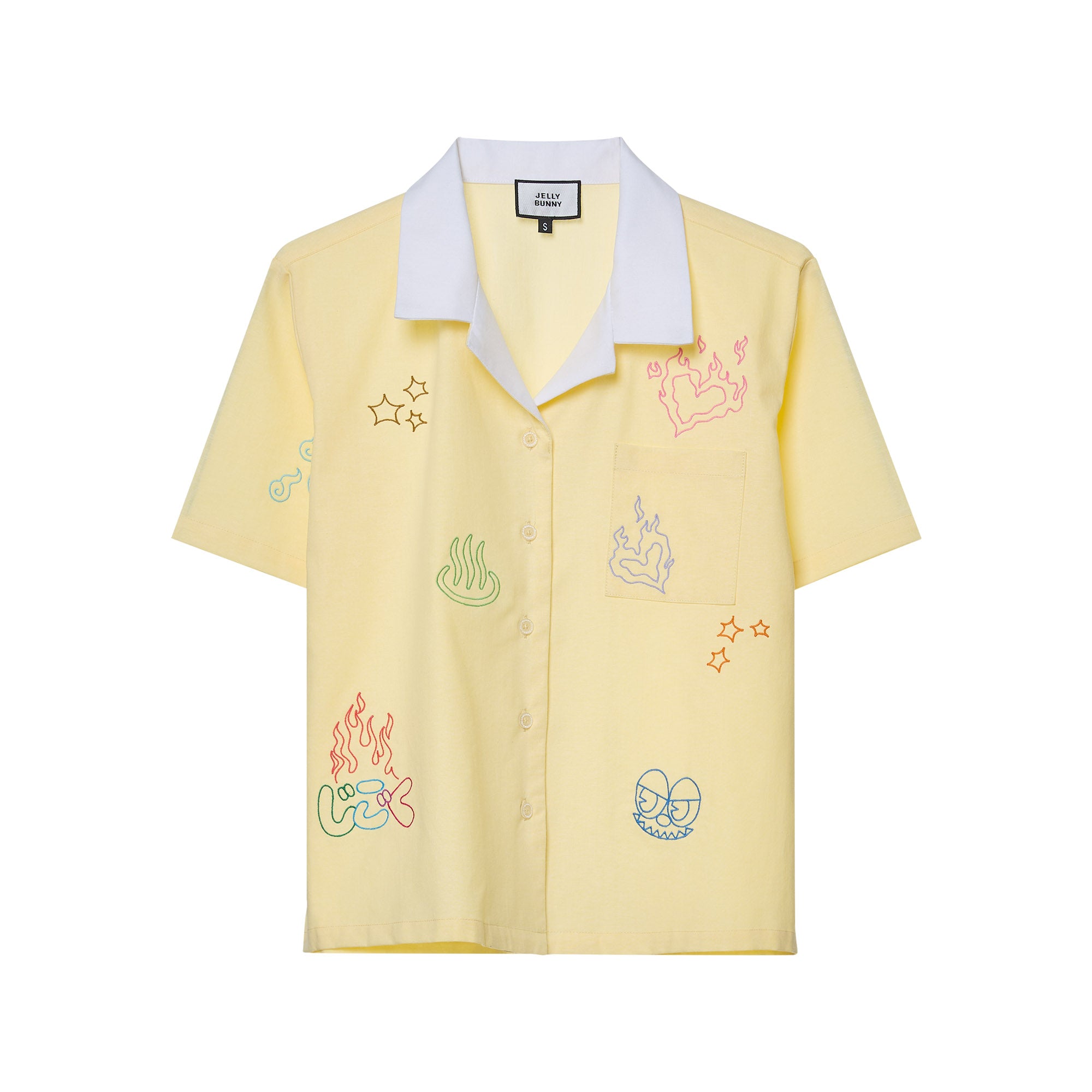 เสื้อเชิ้ตแขนสั้นปักลาย Striped Yellow