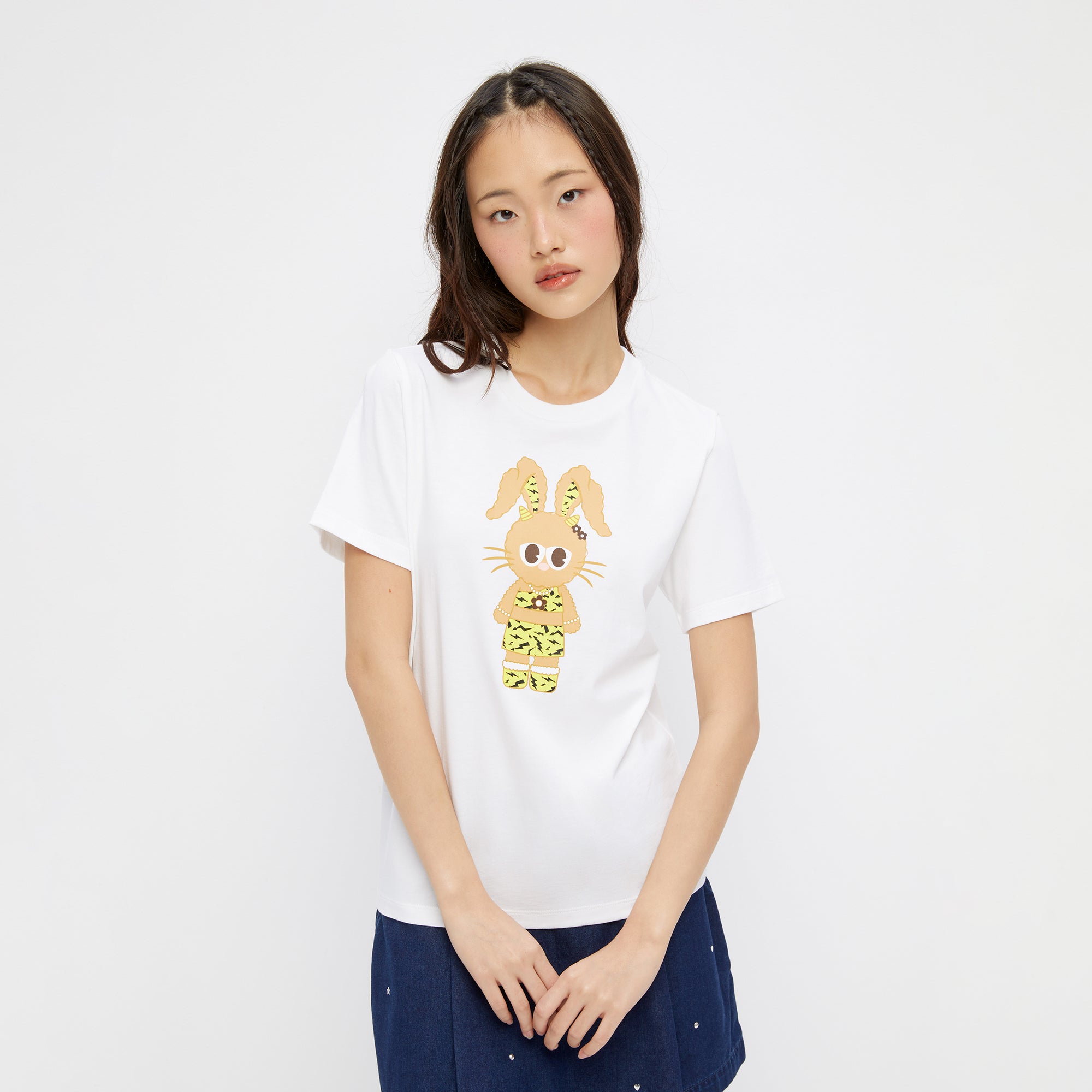 เสื้อยืดพิมพ์ลายกระต่าย Leopard Jerme  White