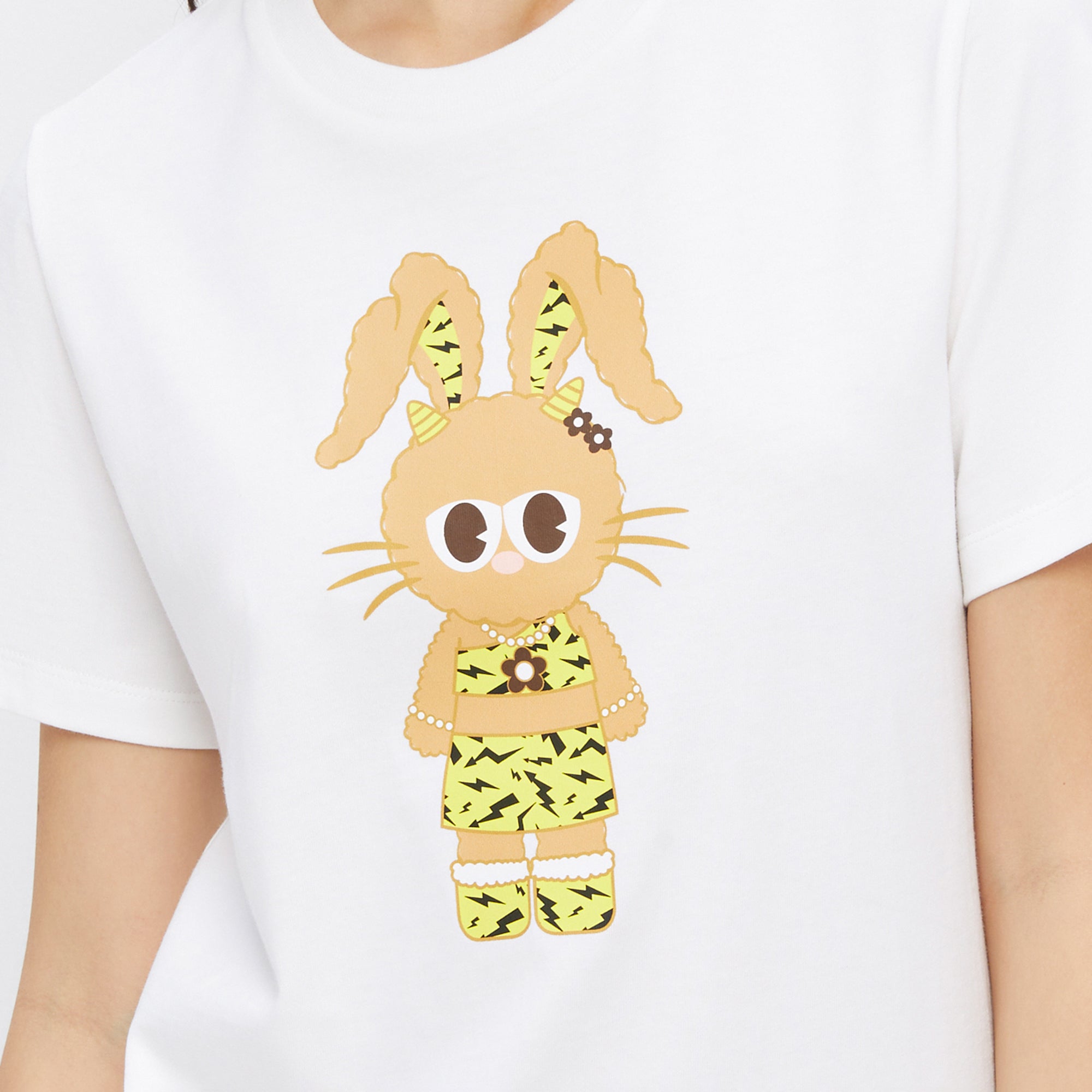 เสื้อยืดพิมพ์ลายกระต่าย Leopard Jerme  White