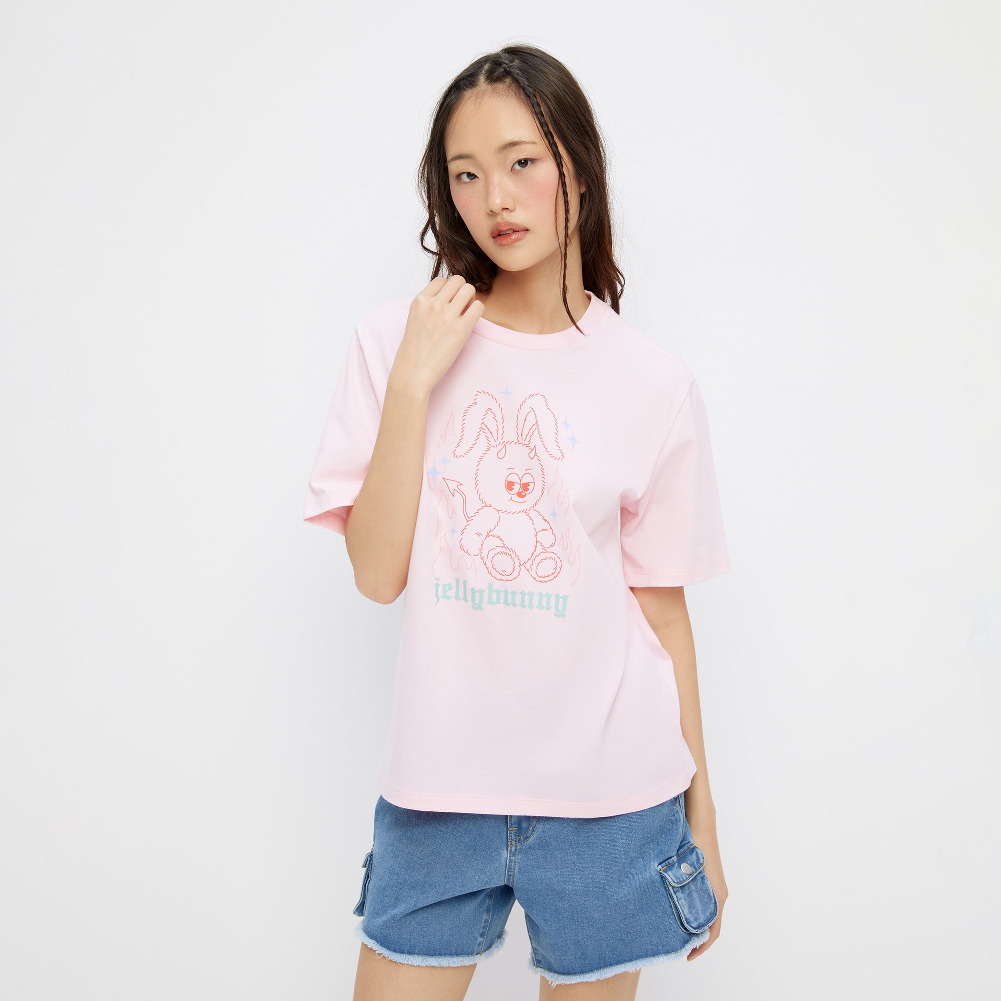 เสื้อยืดพิมพ์ลายกระต่าย Devil Jerme Pink