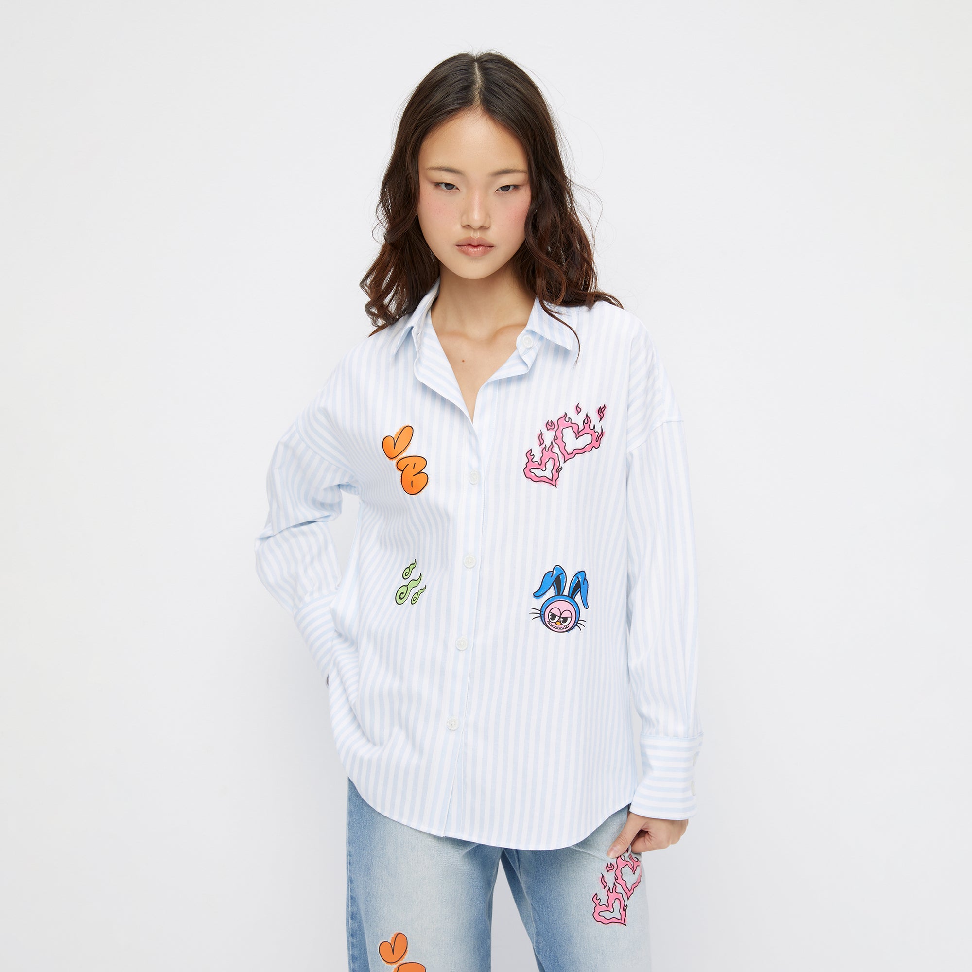 เสื้อเชิ้ตแขนยาวพิมพ์ลาย Blue