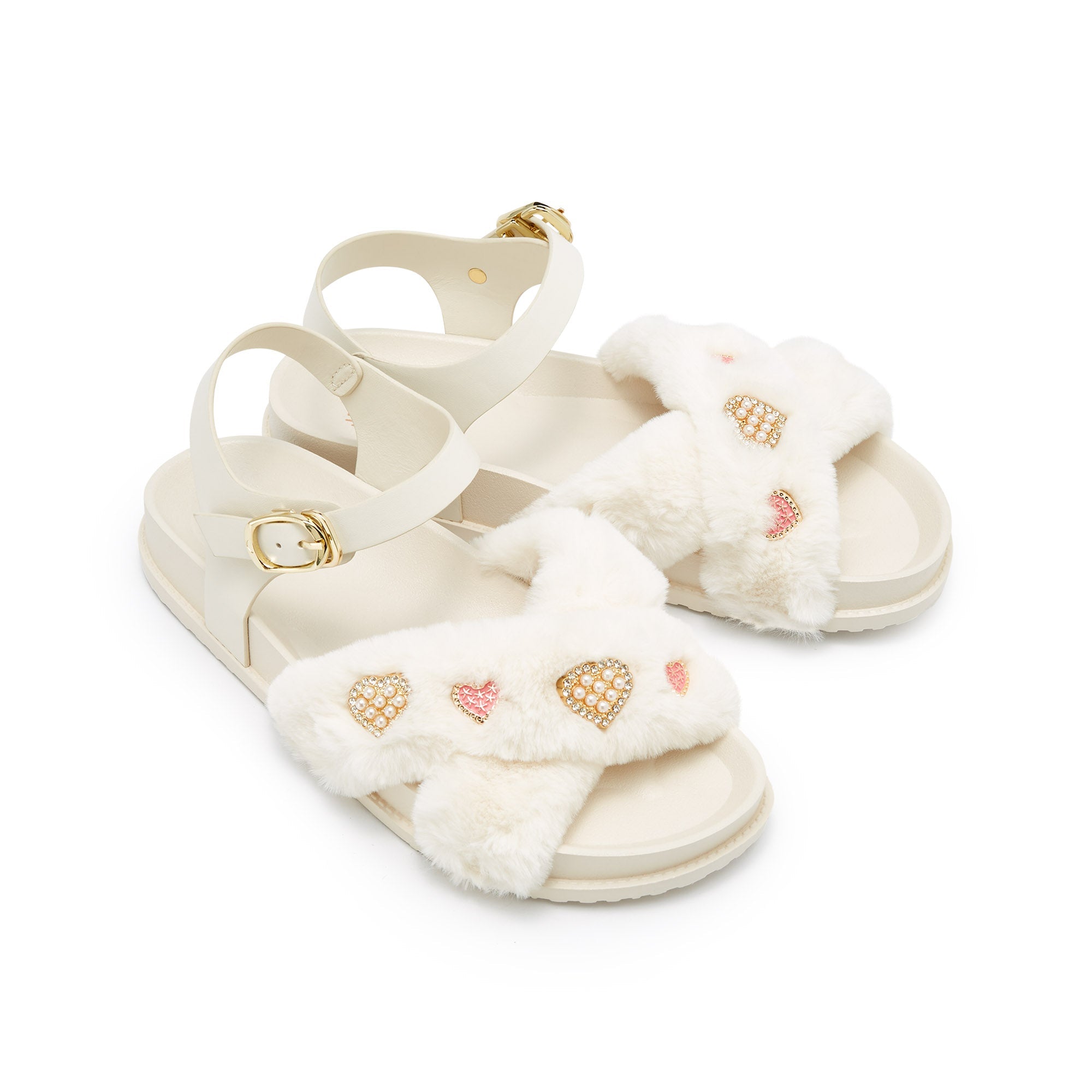 รองเท้าแตะแพลตฟอร์ม Wisteria Fur White