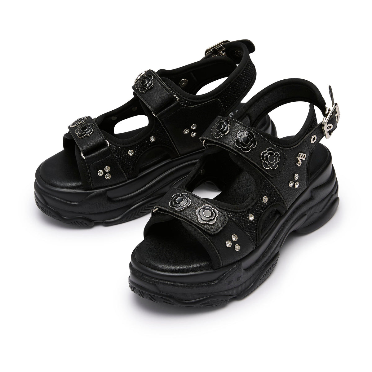 รองเท้าแพลตฟอร์มรัดส้นเท้า Picotee Jocasta Black