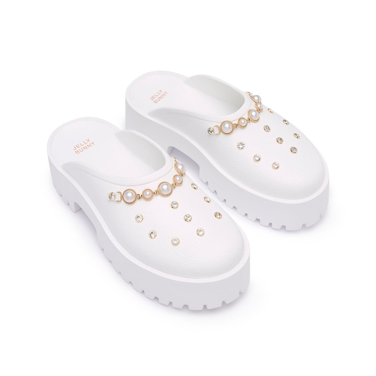 Clara Chloe Platform Clogs White