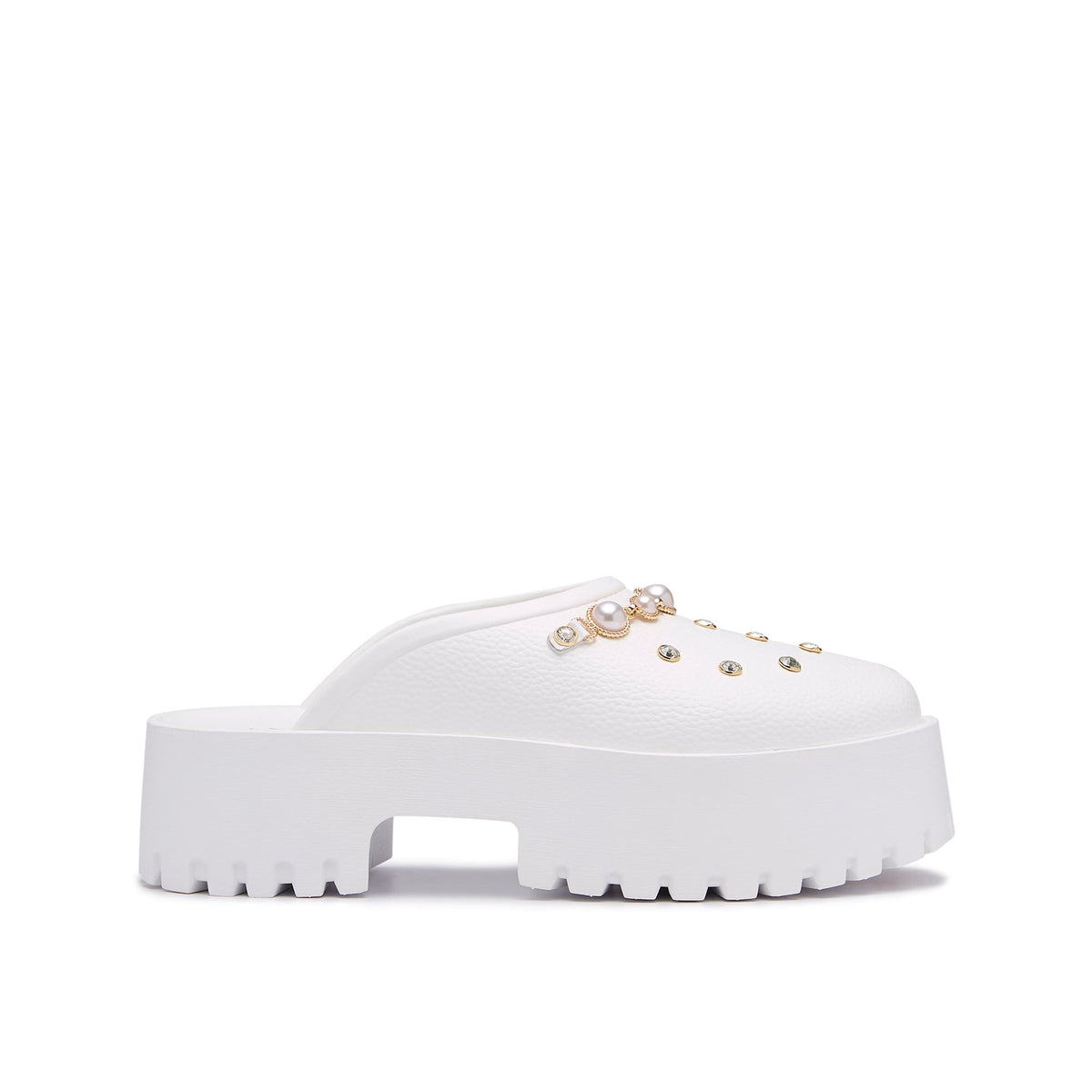 Clara Chloe Platform Clogs White