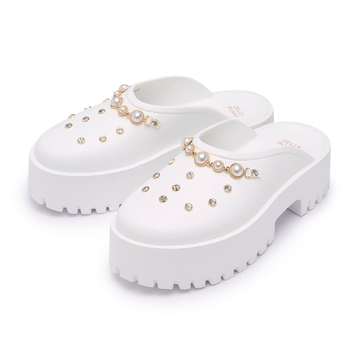Clara Chloe Platform Clogs White