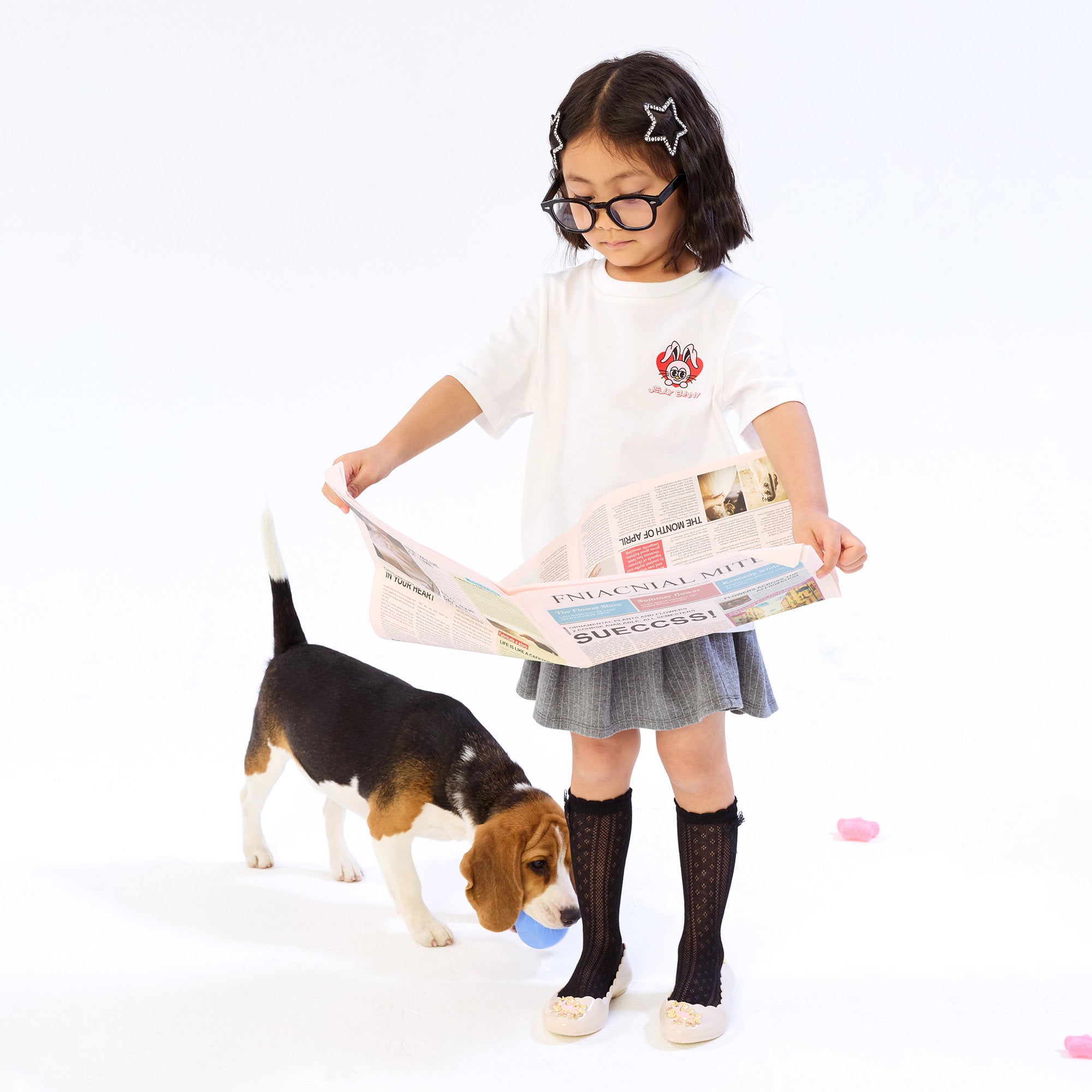 เสื้อแขนสั้นปักลายสำหรับเด็กผู้หญิง White