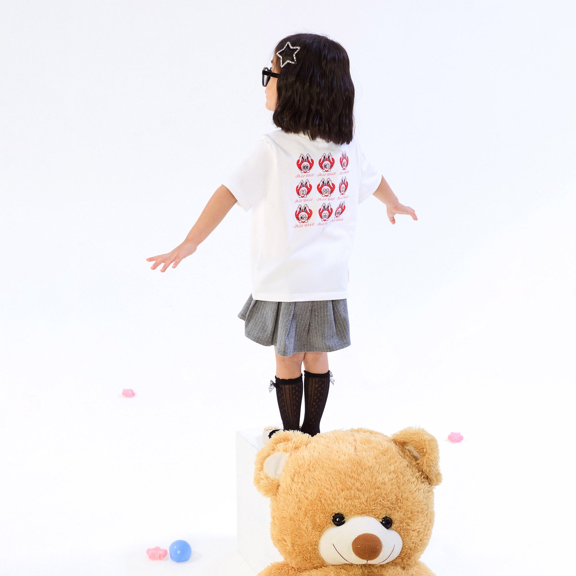 เสื้อแขนสั้นปักลายสำหรับเด็กผู้หญิง White