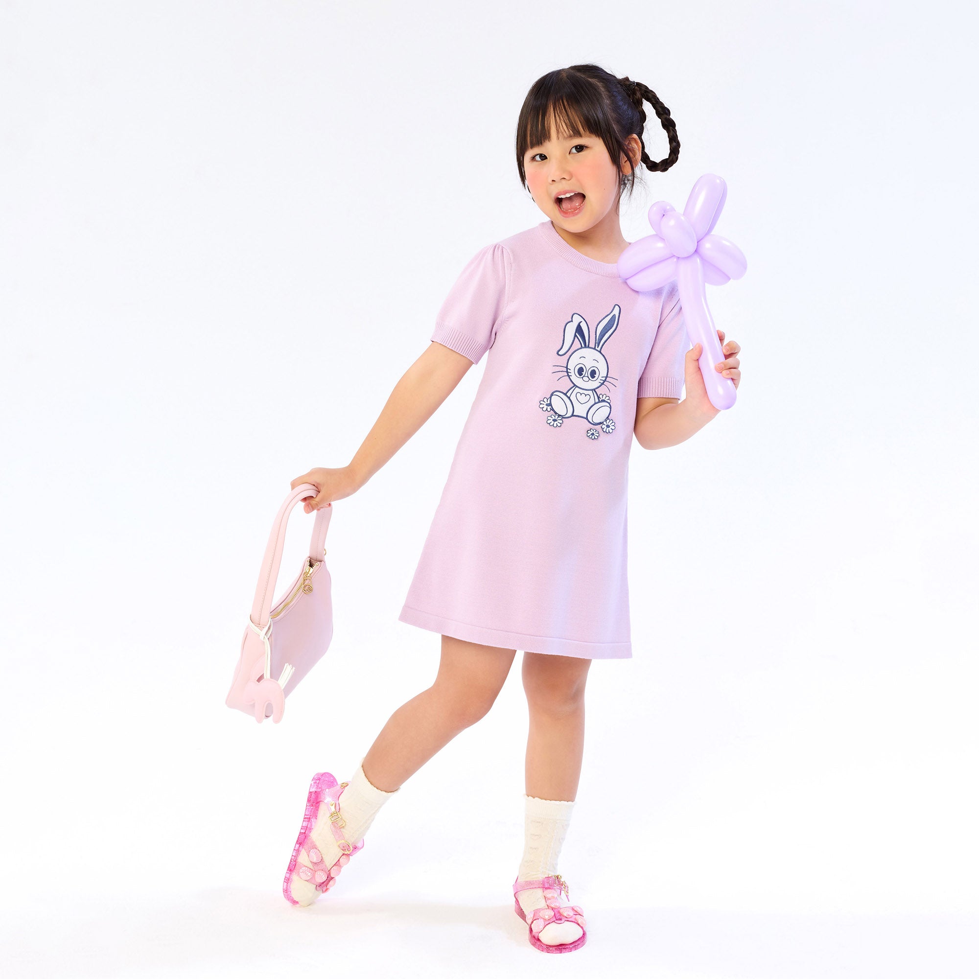 Jerme Knitted Mini Dress For Mini Girls Purple