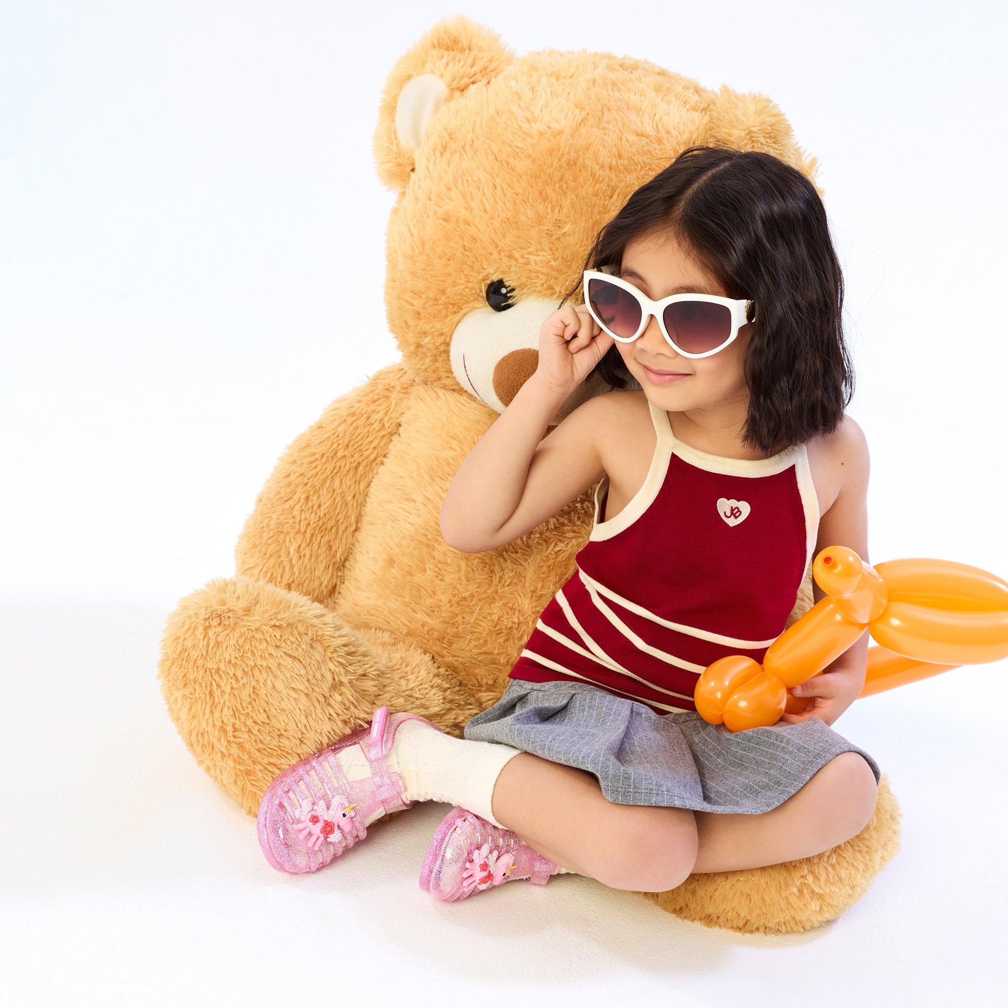 Stripe Logo Halter Top For Mini Girl Red