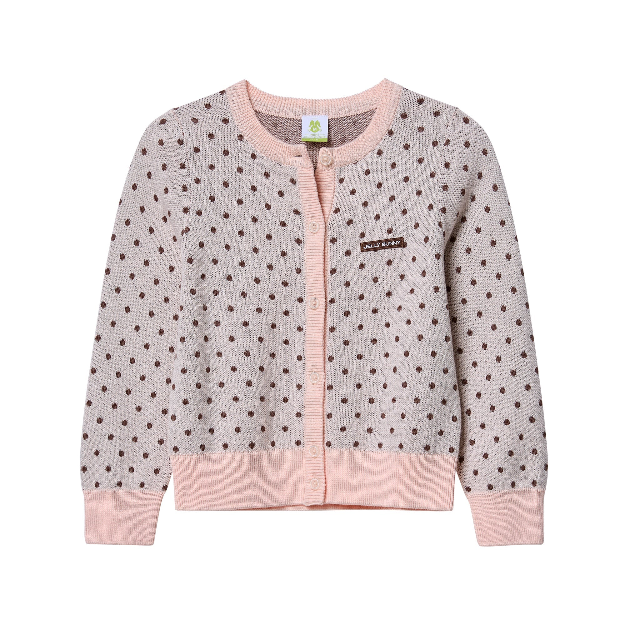 คาร์ดิแกนแขนยาวลายโพลกาดอต สำหรับเด็กผู้หญิง Pink