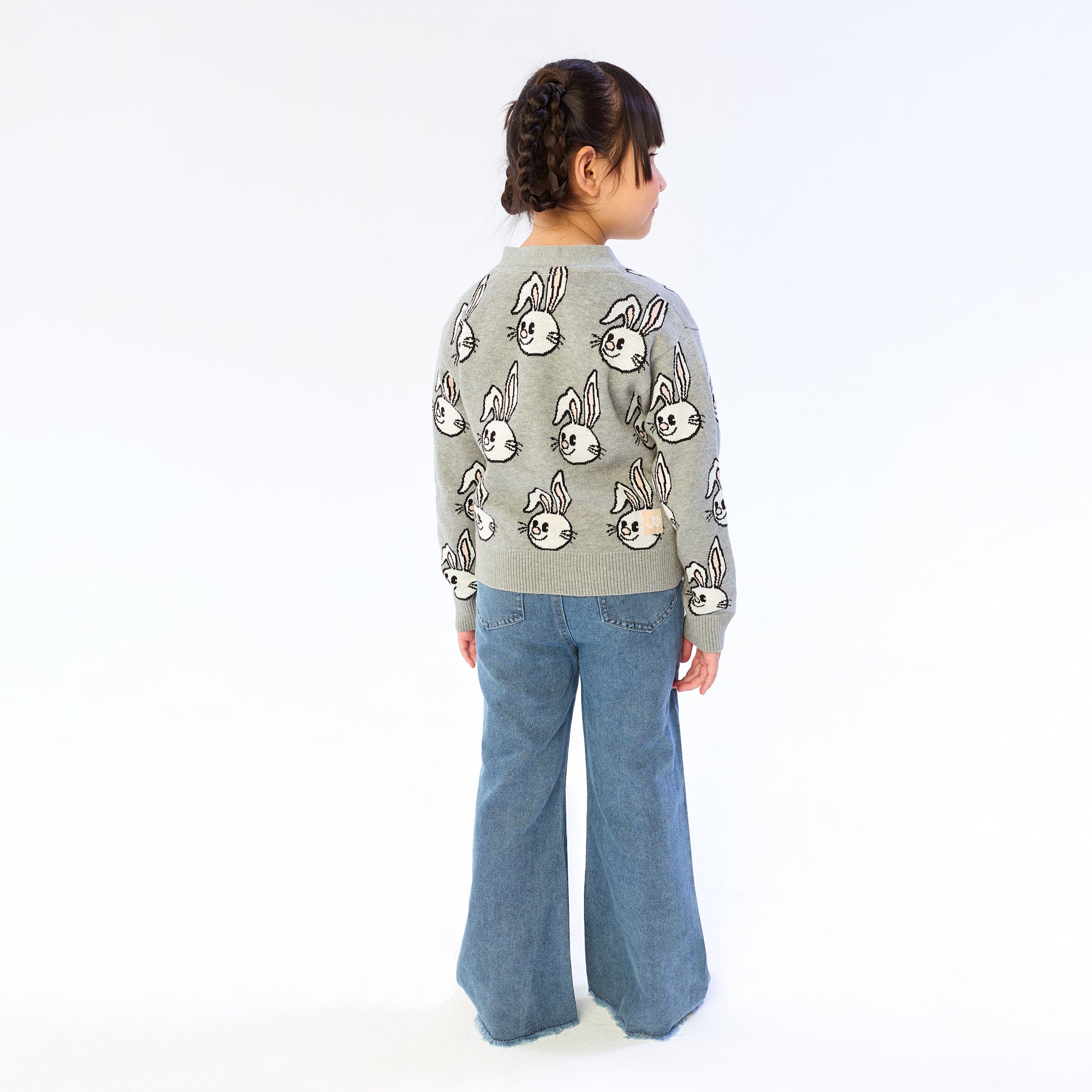 เสื้อคาร์ดิแกนแขนยาวพิมพ์ลาย All Over Jerme Grey