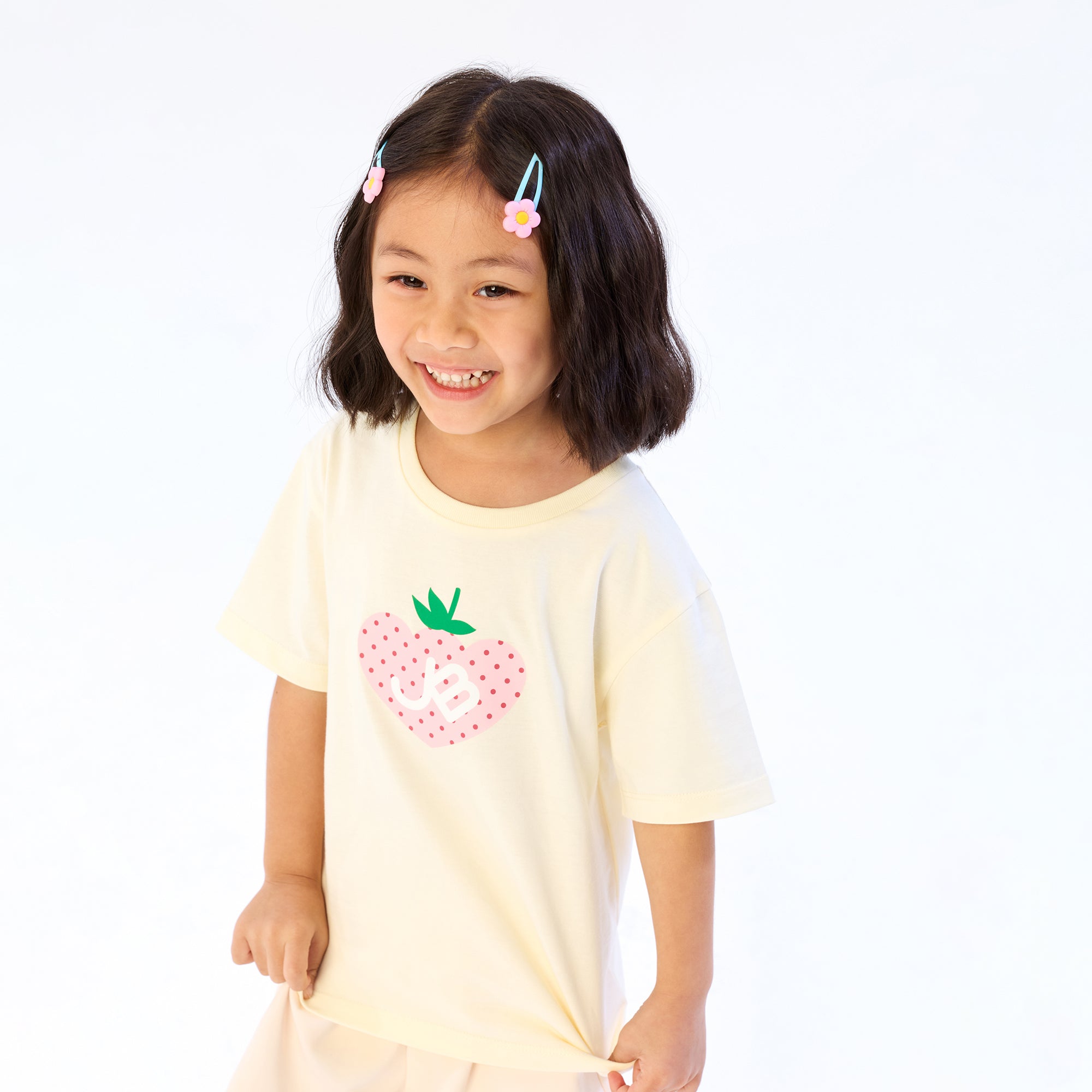 Strawberry Jb Crop T-Shirt For Mini Girls Cream