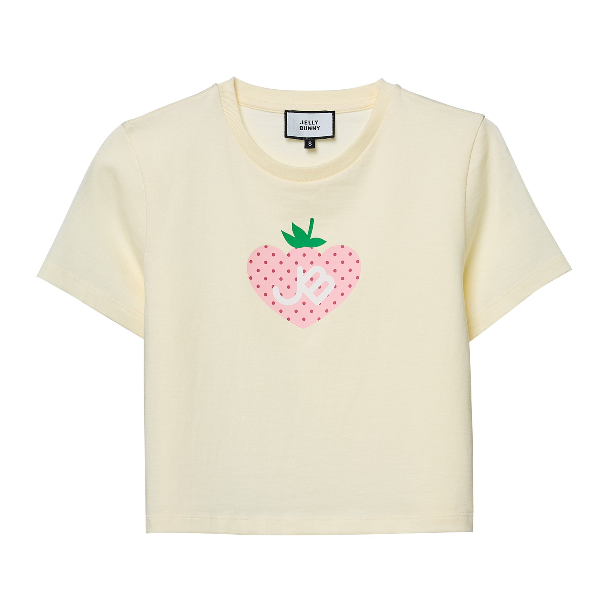 Strawberry Jb Crop T-Shirt For Mini Girls Cream