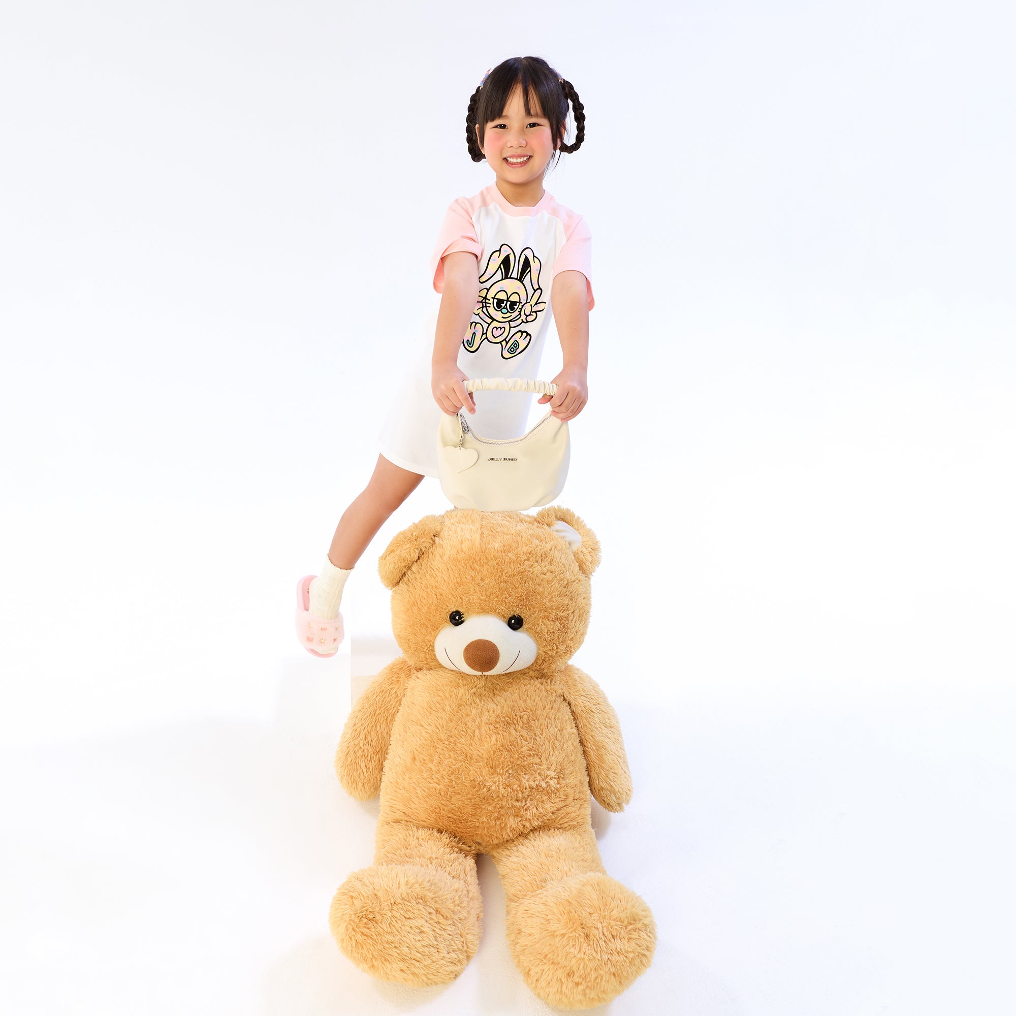 เดรสสั้นพิมพ์ลาย สำหรับเด็กผู้หญิง Pink