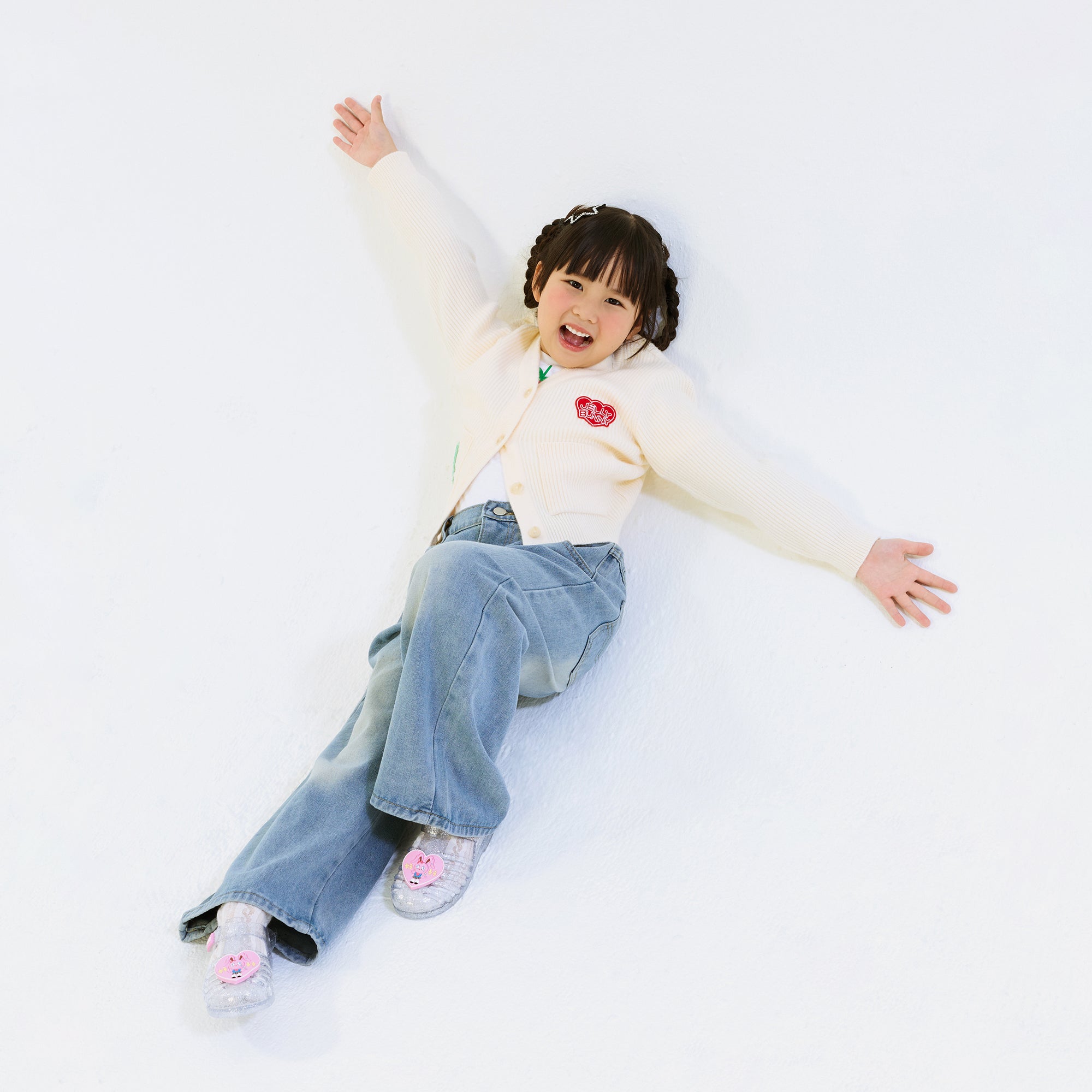 Jerme With Patch Cardigan For Mini Girls Cream