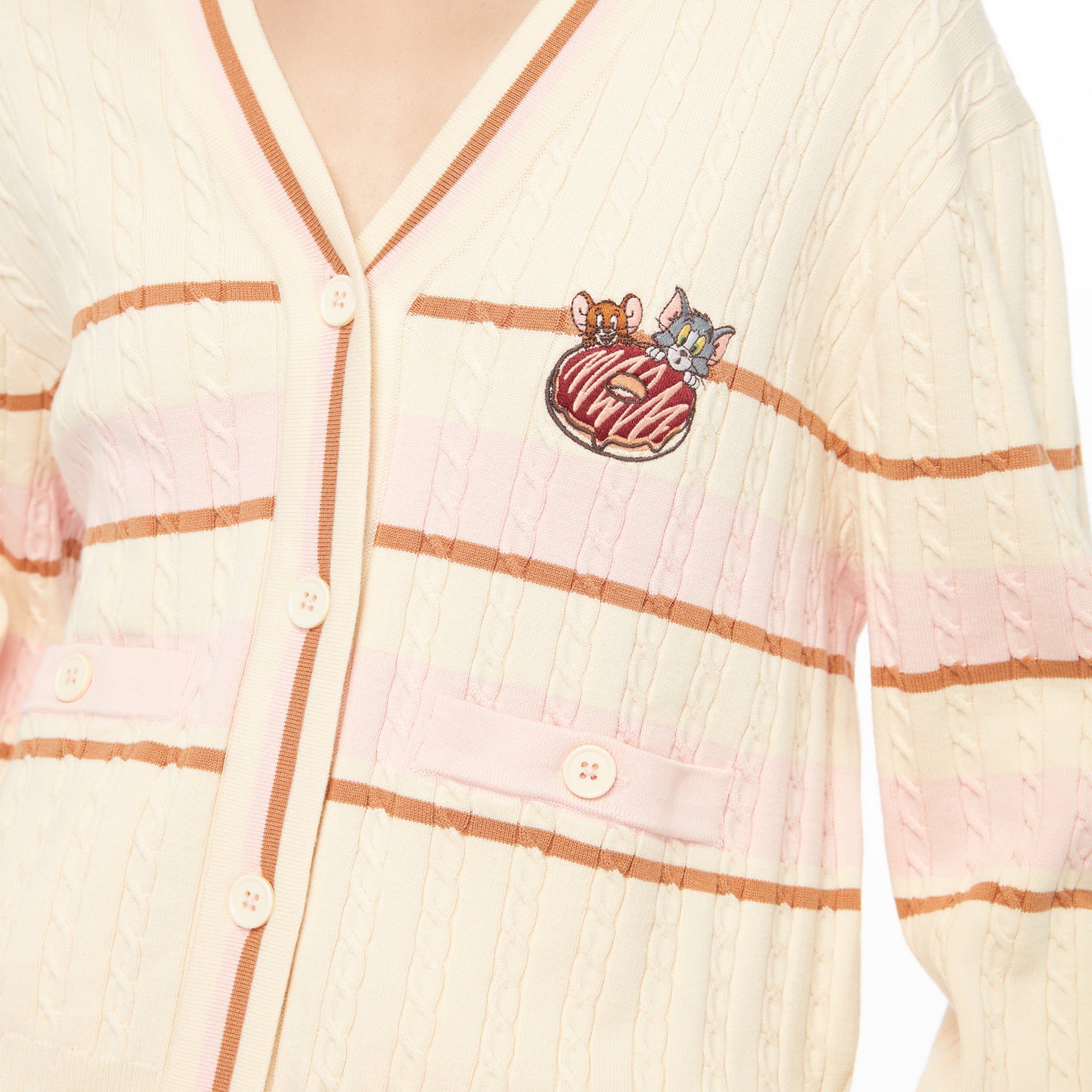 เสื้อคาร์ดิแกนแขนยาวปักลาย Tom and Jerry Multi Color