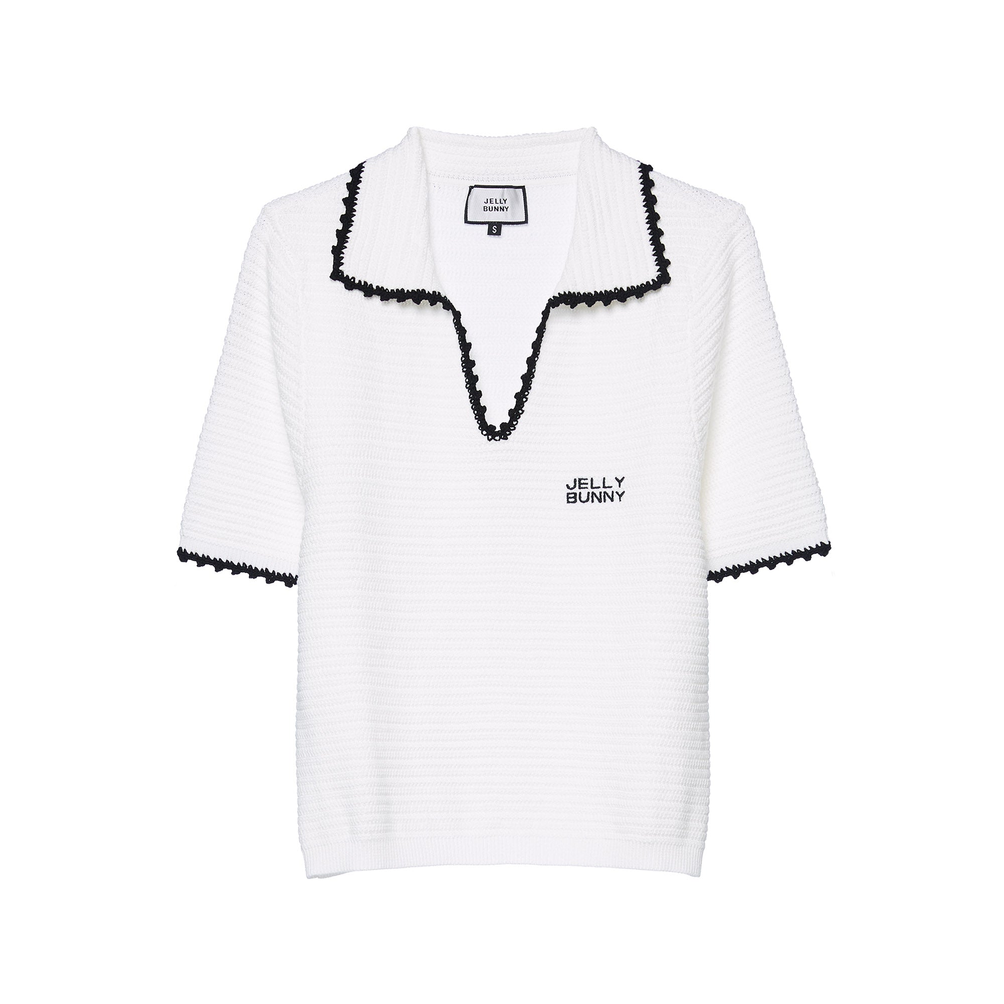 Logo Embroidery Knitted Top White