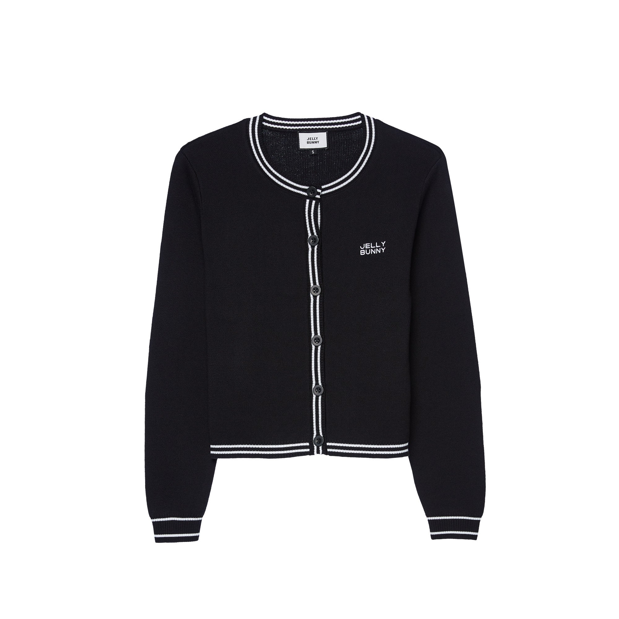 เสื้อคาร์ดิแกนแขนยาวปักโลโก้ Black