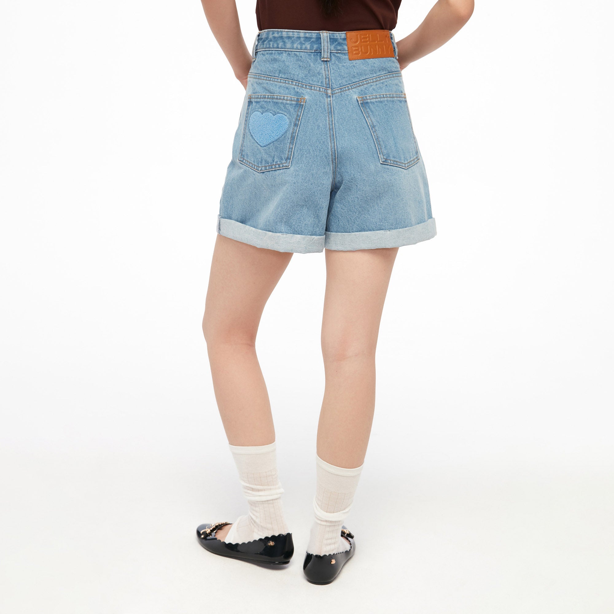  กางเกงเดนิมขาสั้นปลายขาพับ Blue