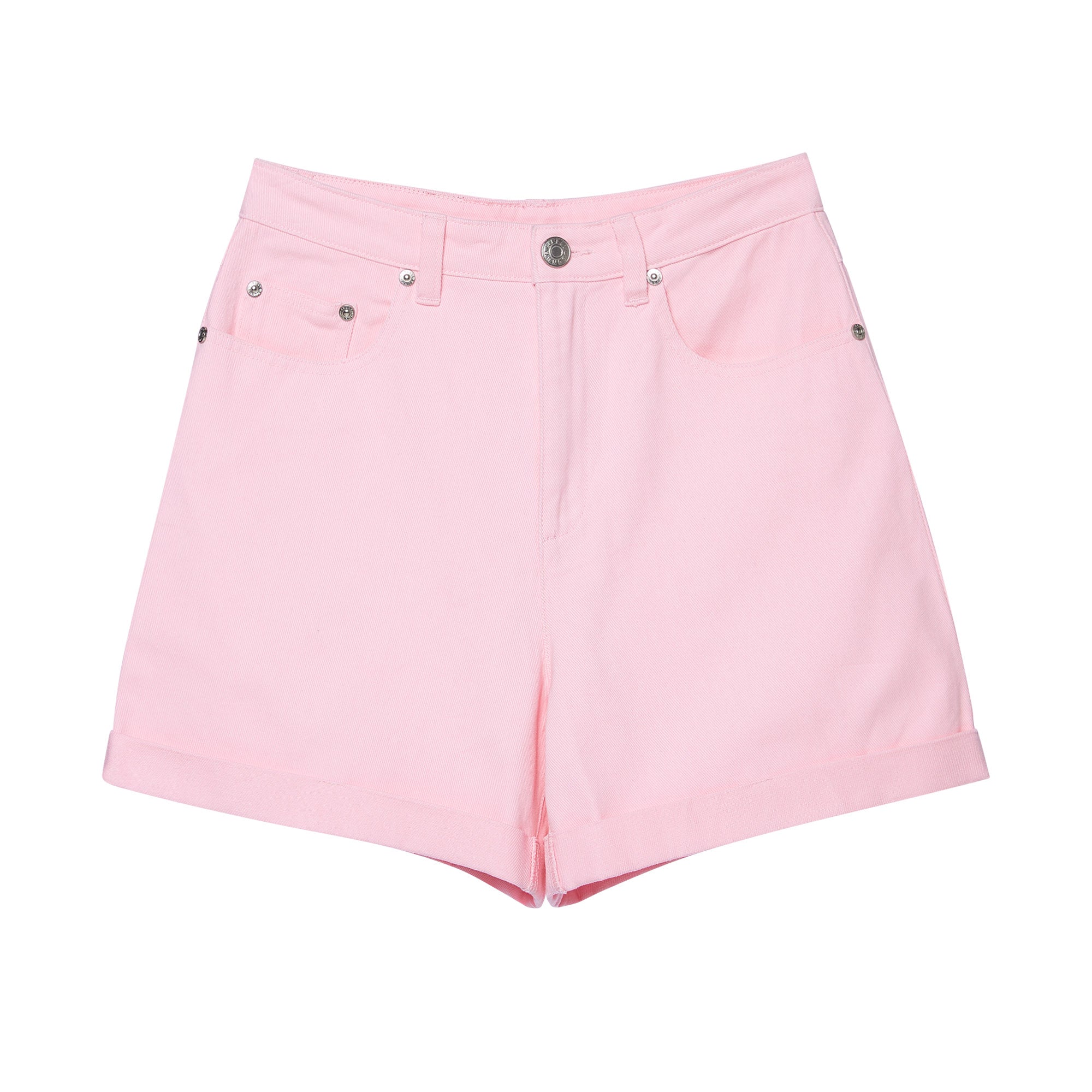  กางเกงเดนิมขาสั้นปลายขาพับ Pink