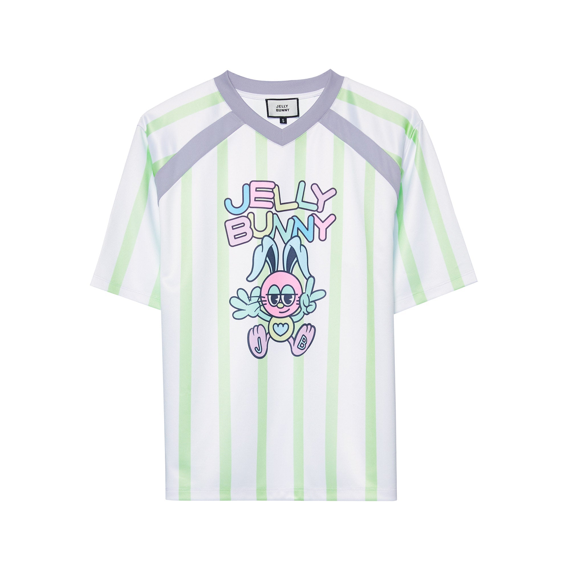 เสื้อยืดแขนสั้นลายทางพิมพ์ลาย Grumpy Jerme Green