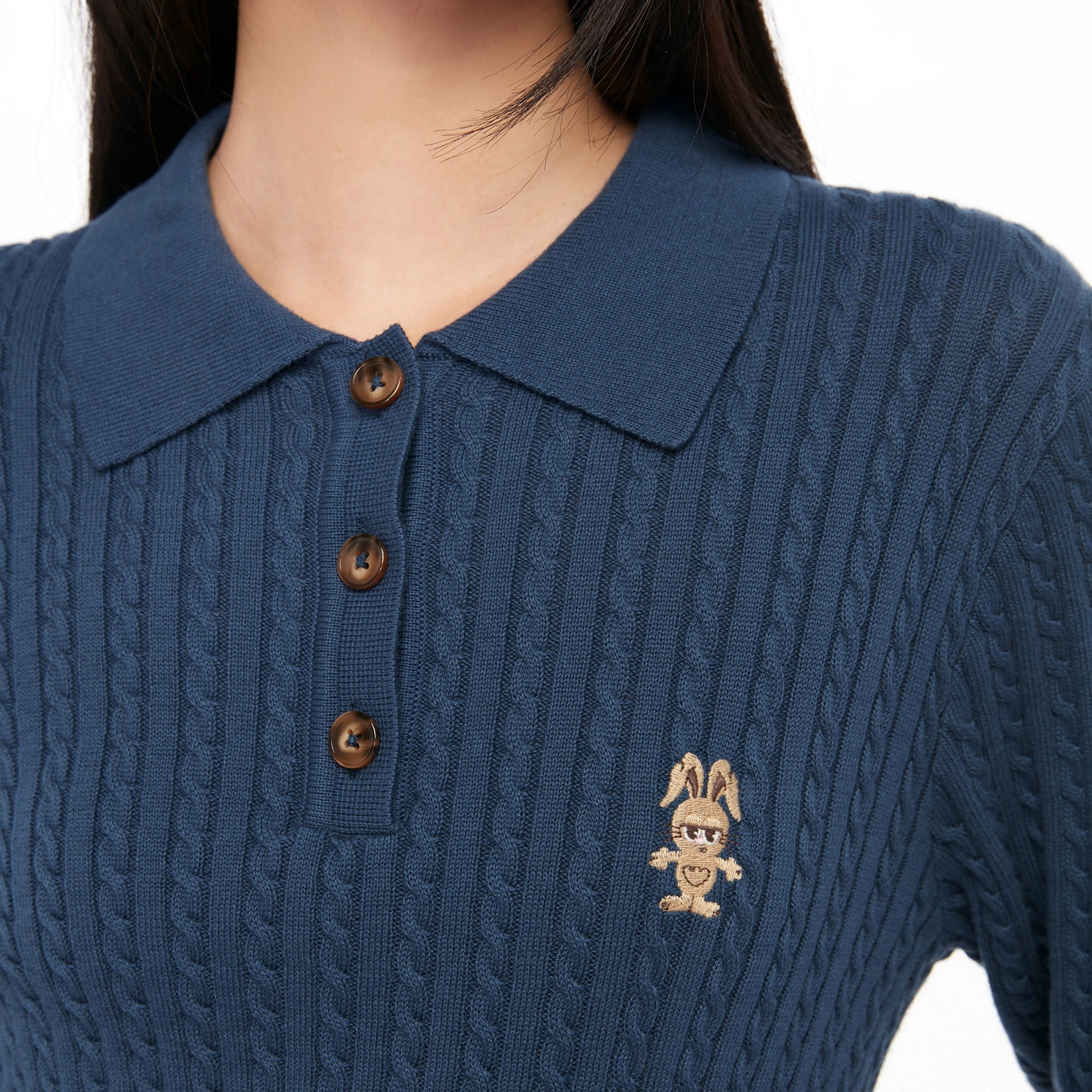 Knitted Long Sleeve Top Navy