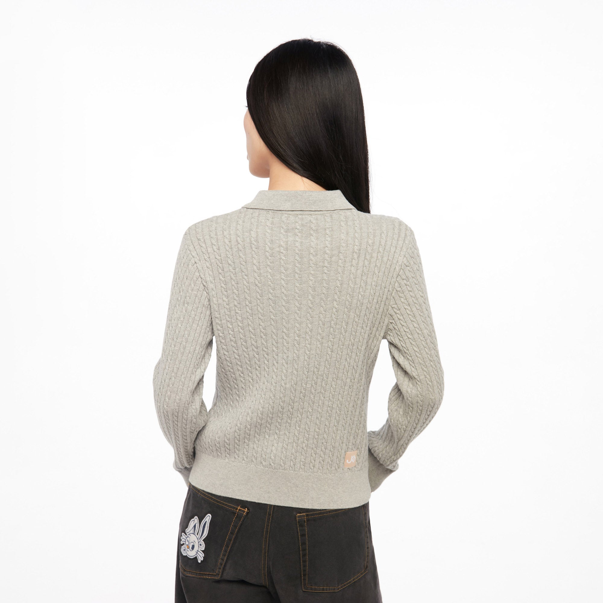 Knitted Long Sleeve Top Grey
