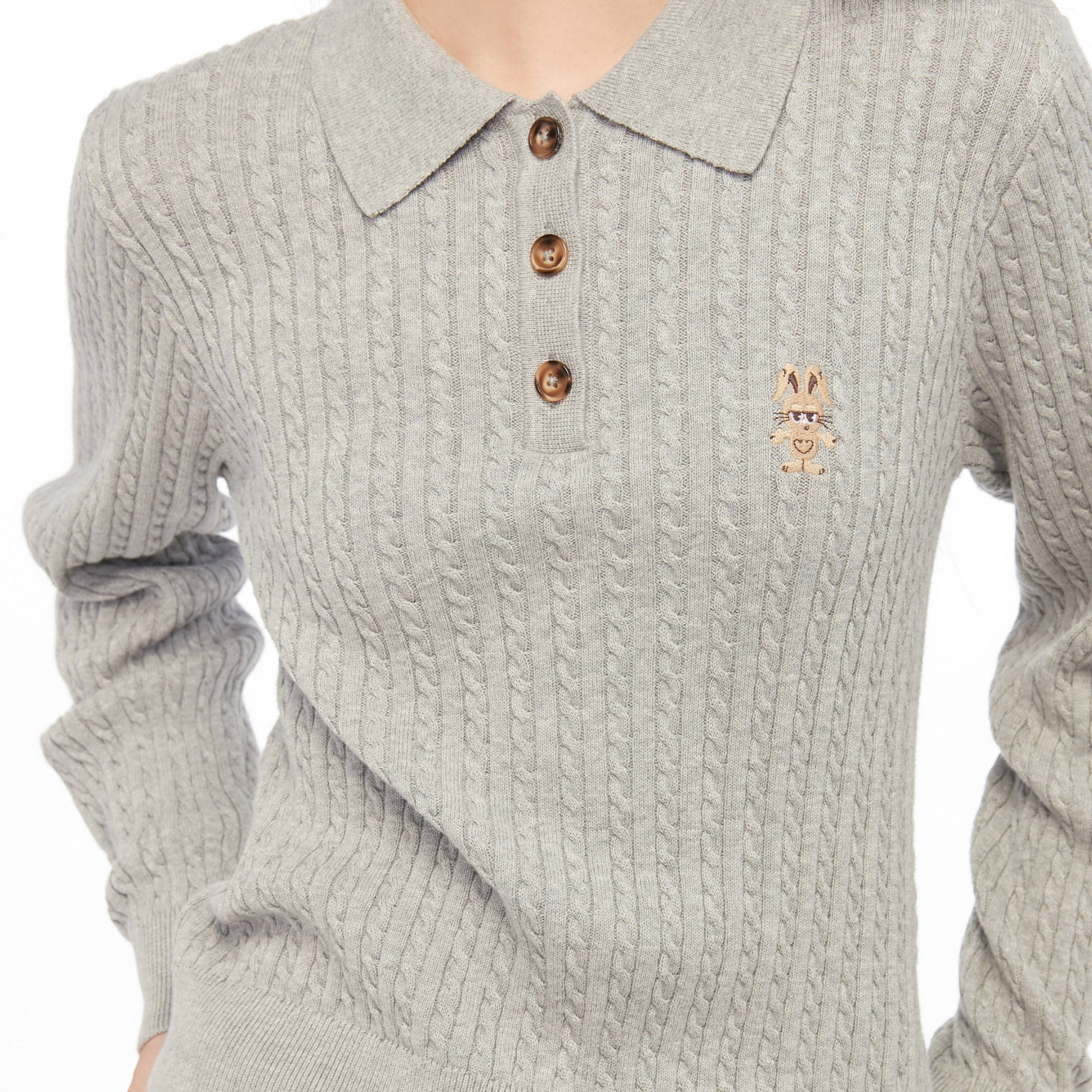 Knitted Long Sleeve Top Grey